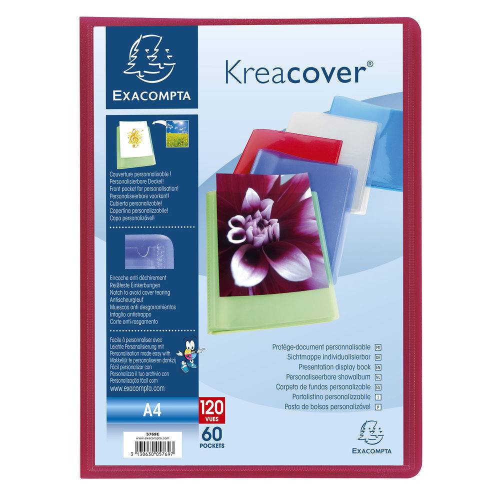 Exacompta 10x Sichtmappe PP 500µ + 60 Hüllen Kreacover , A4, sortiert, 5769E