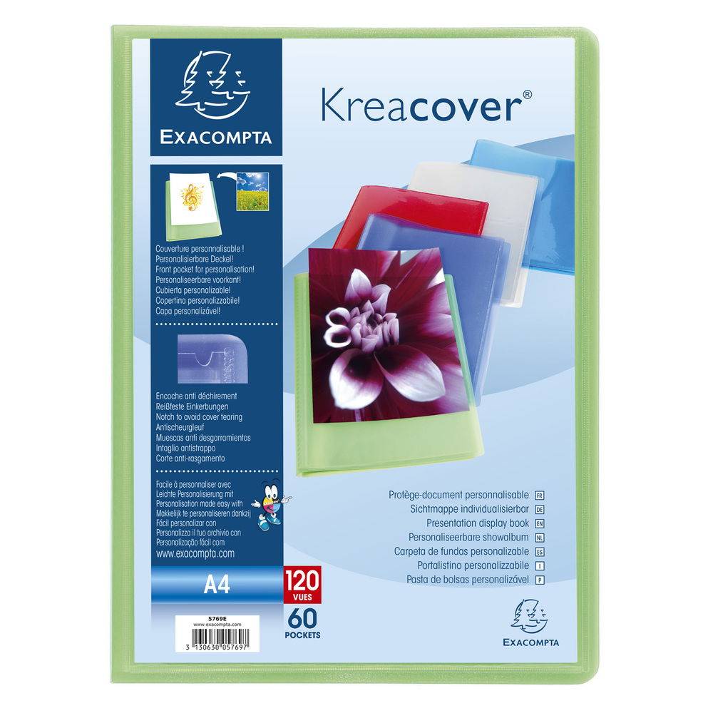 Exacompta 10x Sichtmappe PP 500µ + 60 Hüllen Kreacover , A4, sortiert, 5769E