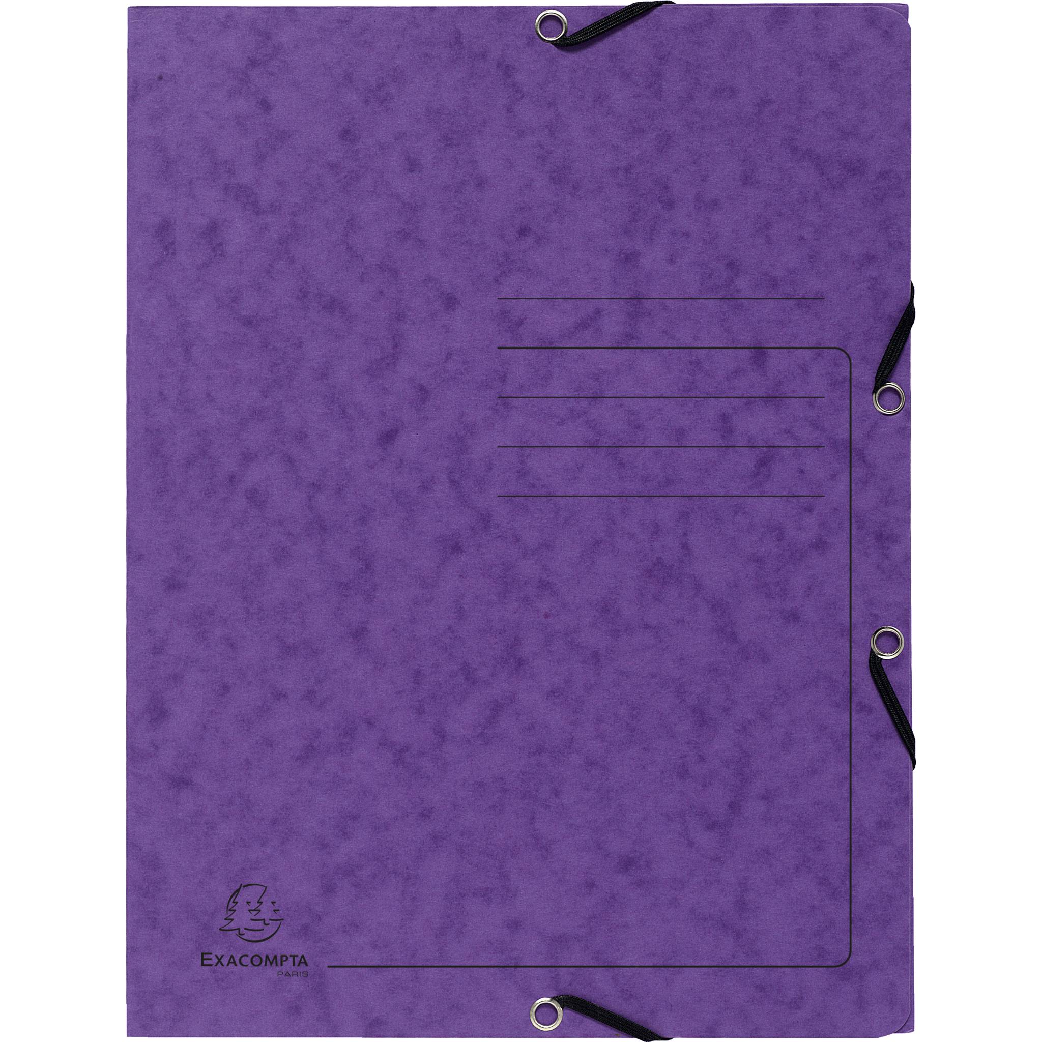 Exacompta 25x Sammelmappe + Gummizug 3 Klappen Karton 355g/m2 A4 Violett 55408E