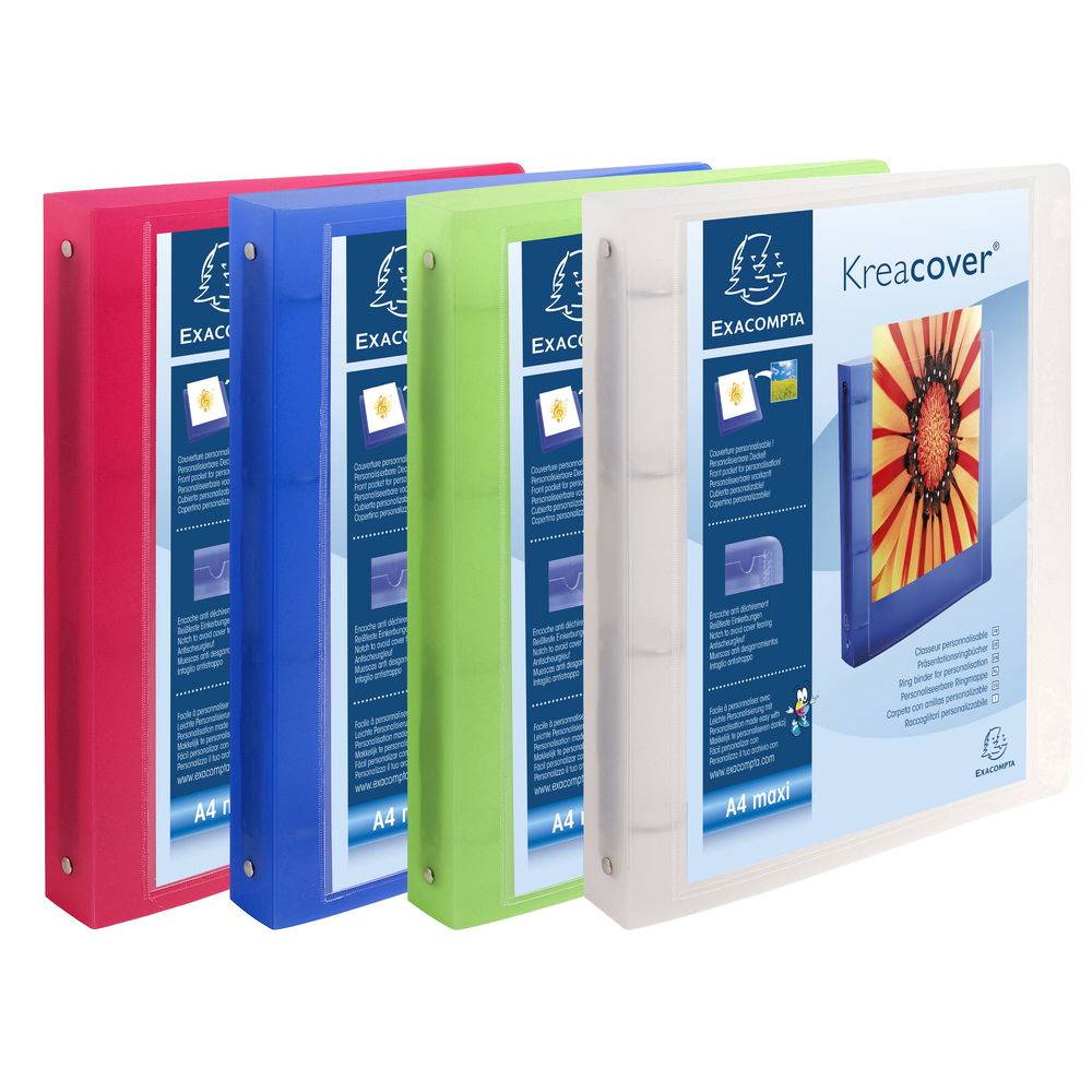 Exacompta 12x Ringbuch PP 4 Ringe 30mm Rücken 40mm A4 Maxi sortiert 51869E