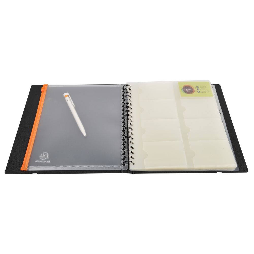Exacompta 5x Visitenkartenbuch 20 Hüllen 320 Karten 20x145cm Schwarz 75234E