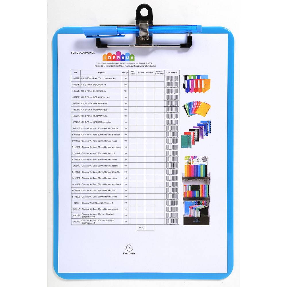 Exacompta 10x Klemmbrett Iderama - Farben sortiert - 12690E