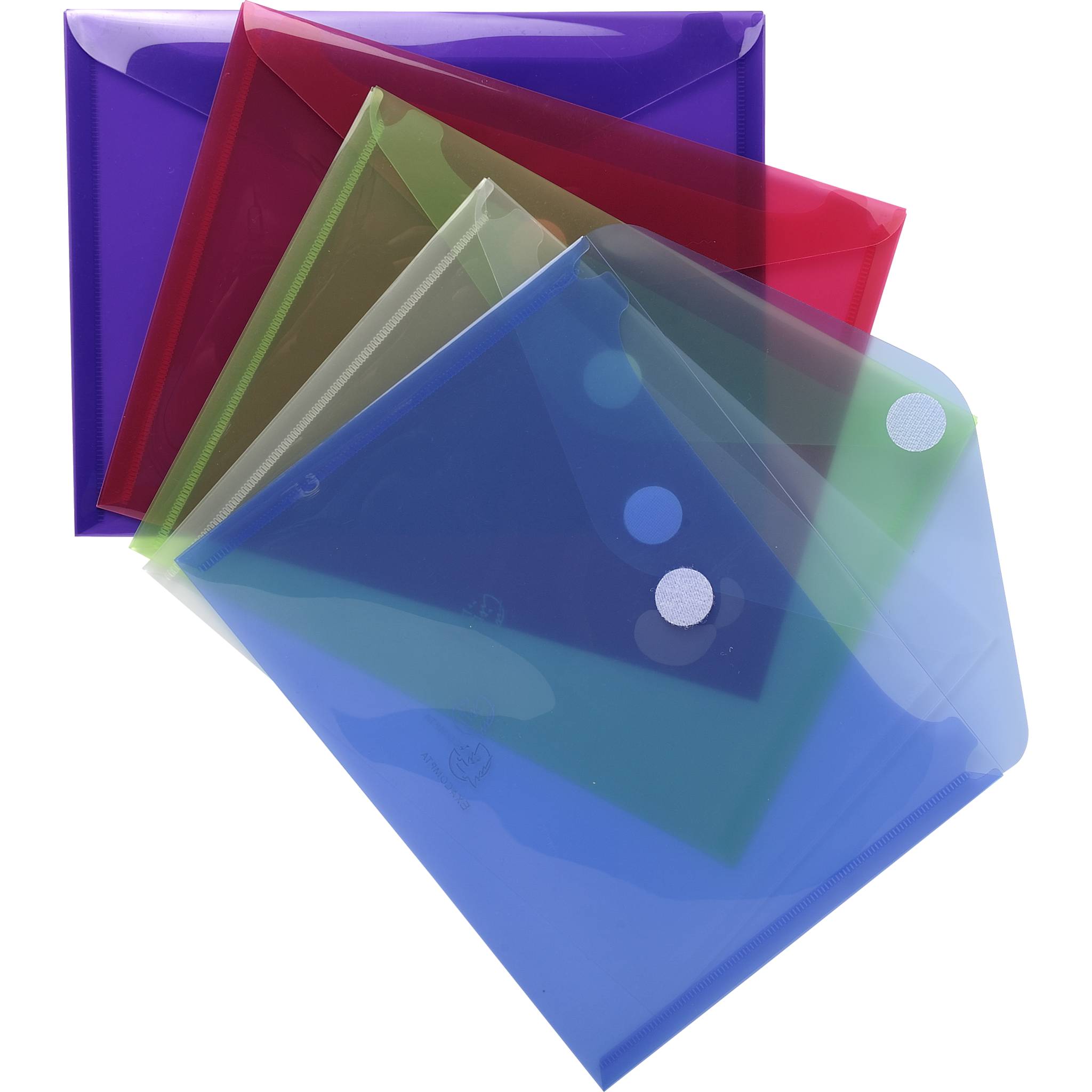Exacompta 10x 5 Prospekthüllen Klettverschluss PP 200µ 24x18 cm sortiert 56720E
