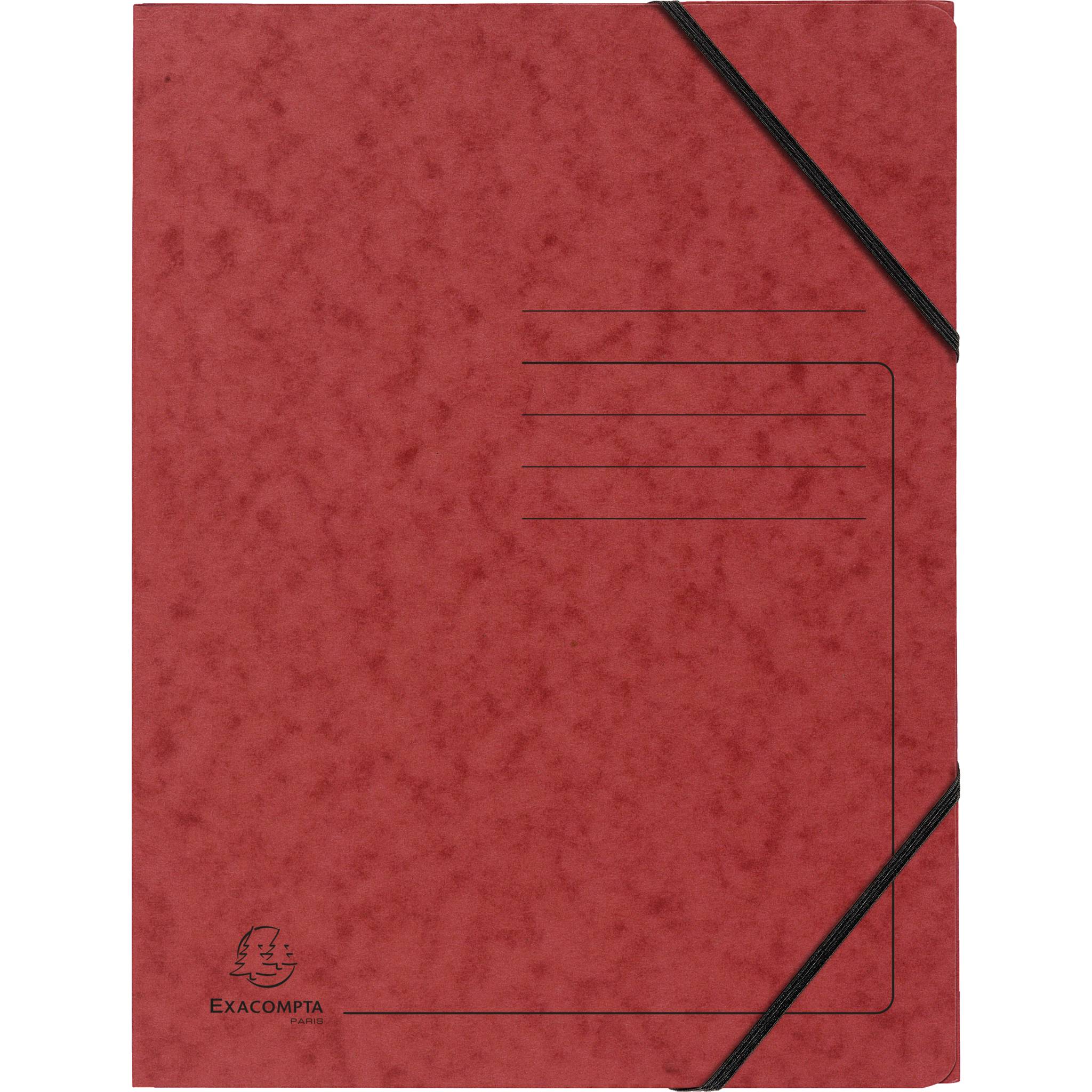 Exacompta 25x Eckspannmappe + Gummizug ohne Klappen, Karton, A4, Rot, 555415E