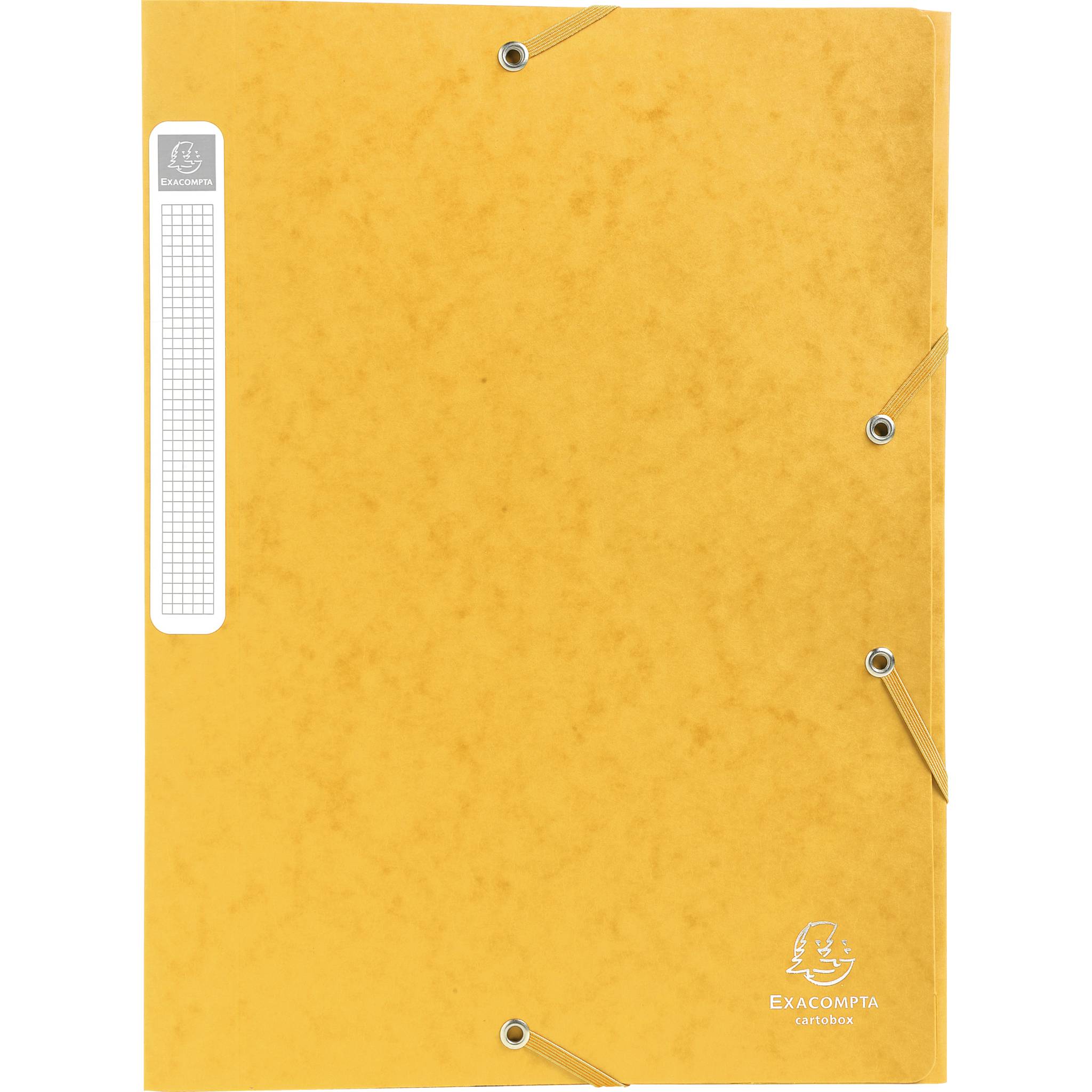 Exacompta 10x Archivbox Rücken 40mm Karton + 3 Klappen Gummizug A4 Gelb 14006H
