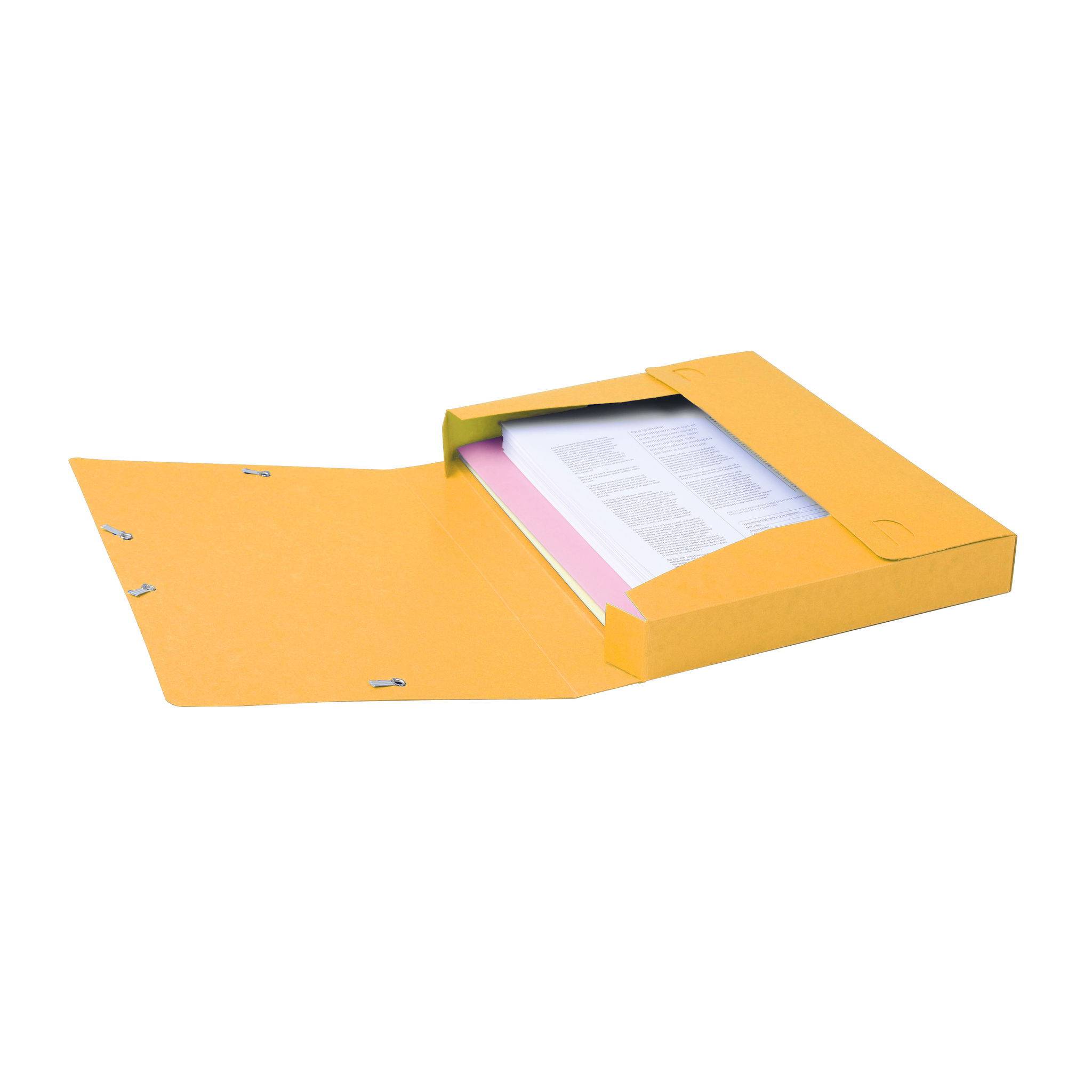 Exacompta 10x Archivbox Rücken 40mm Karton + 3 Klappen Gummizug A4 Gelb 14006H