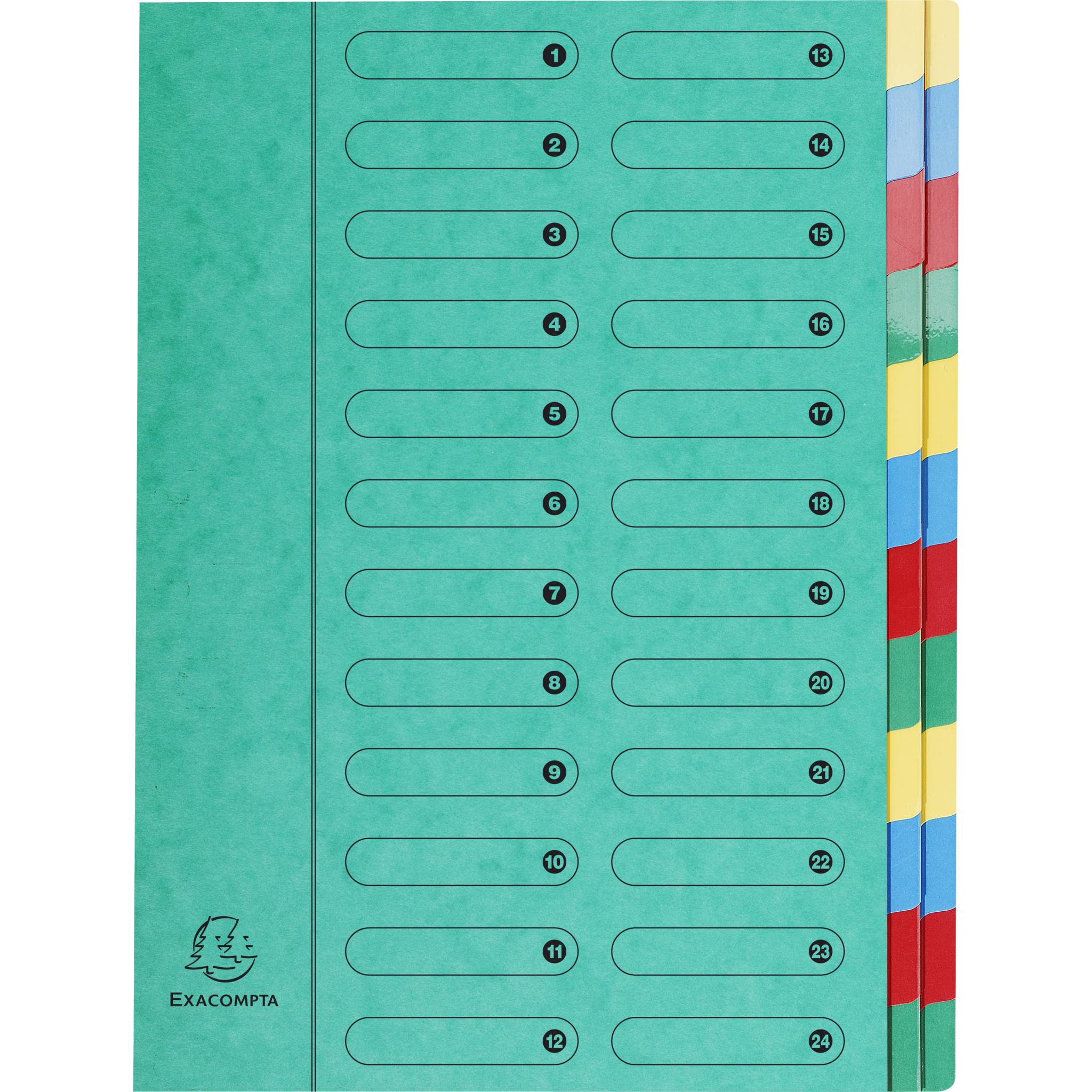 Exacompta 4x Dehnbare Ordnungsmappe Harmonika-Rücken 24 Fächer A4 Grün 5124E