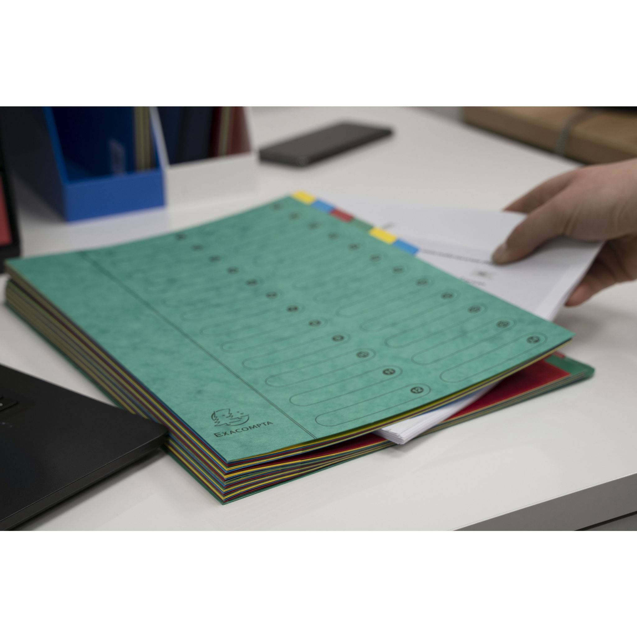 Exacompta 4x Dehnbare Ordnungsmappe Harmonika-Rücken 24 Fächer A4 Grün 5124E