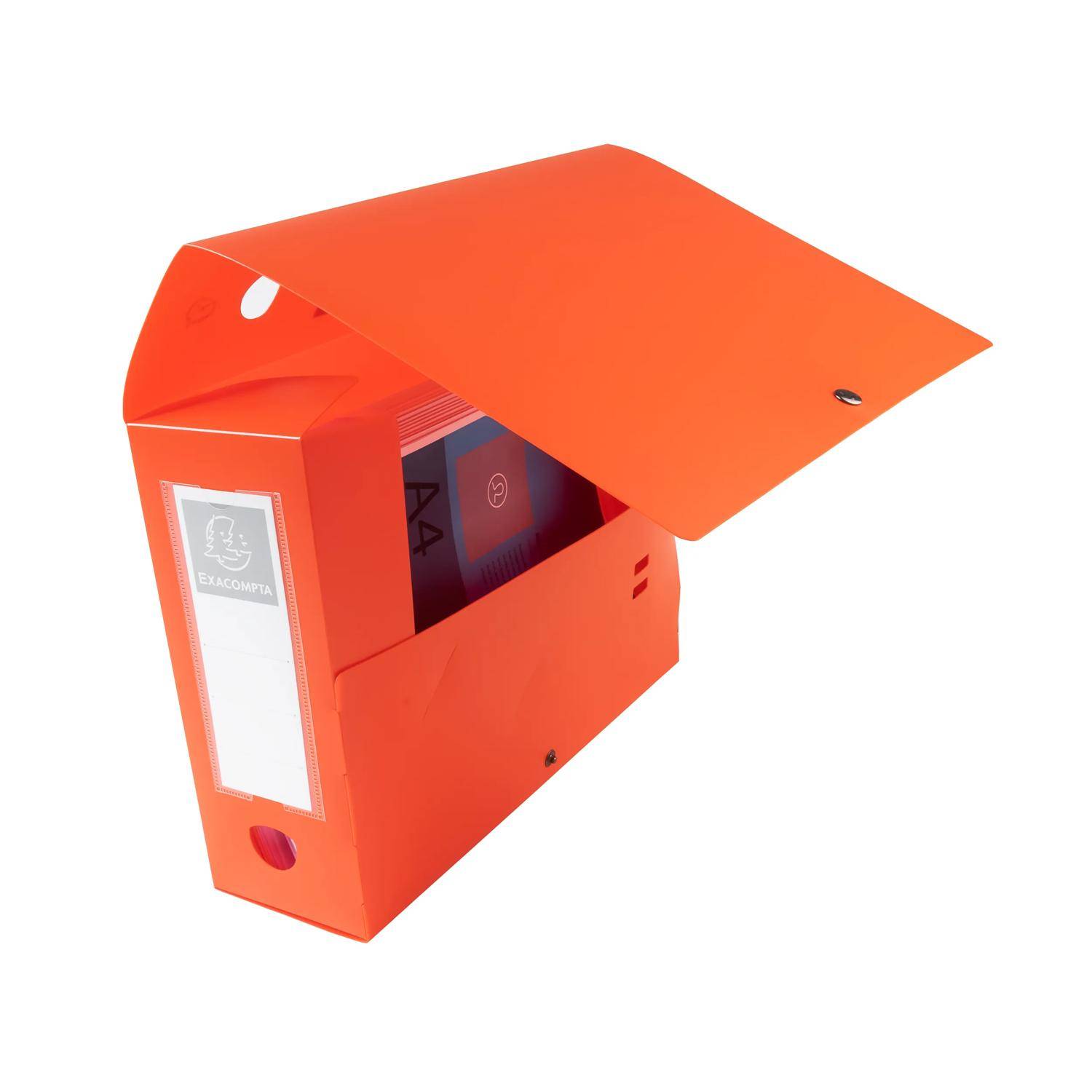 Exacompta 10x Archivbox + Knopf, PP 700µ, Rücken 100mm, A4, Rot, 59935E