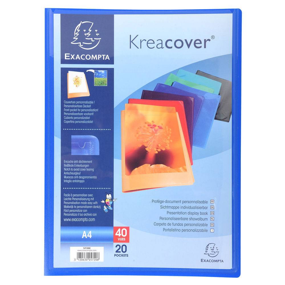 Exacompta 20x Sichtmappe PP 500µ + 20 Hüllen Kreacover, A4, sortiert, 5720E