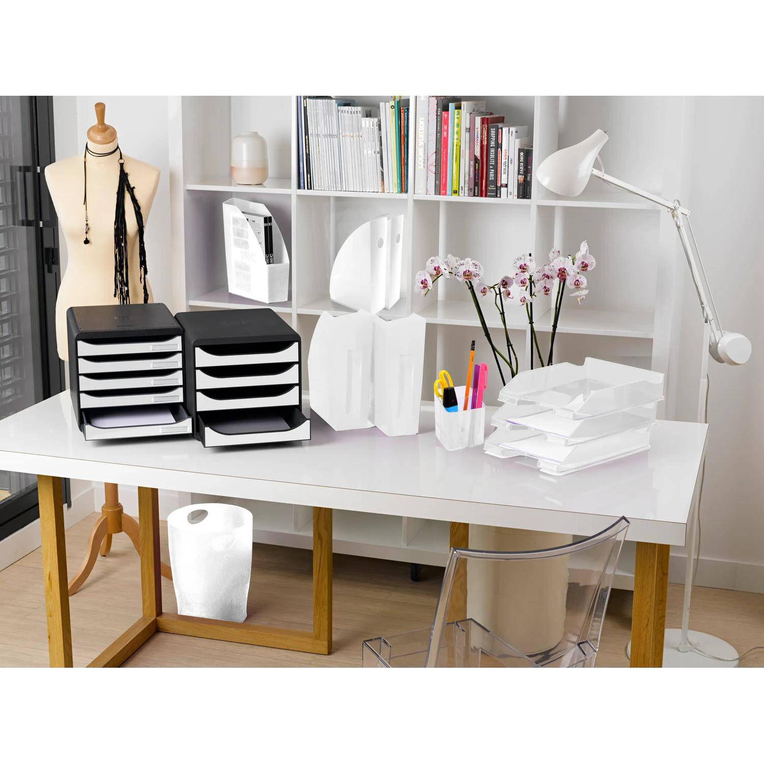 Exacompta 8x Papierkorb ECOBIN, 15 Liter, Office - Weiß - 45313D