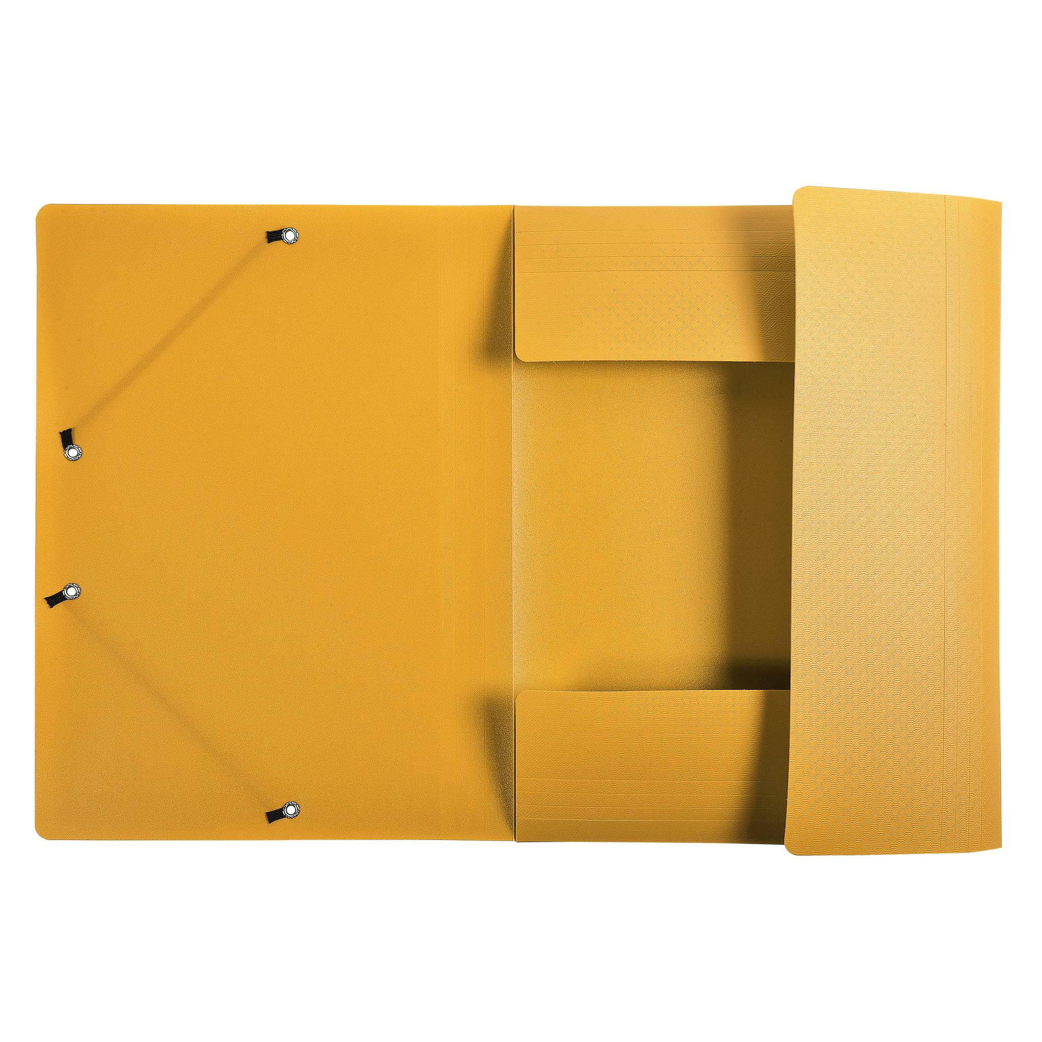 Exacompta 50x Sammelmappe +3 Klappen Gummizug PP 500µ A4 Gelb 55809E