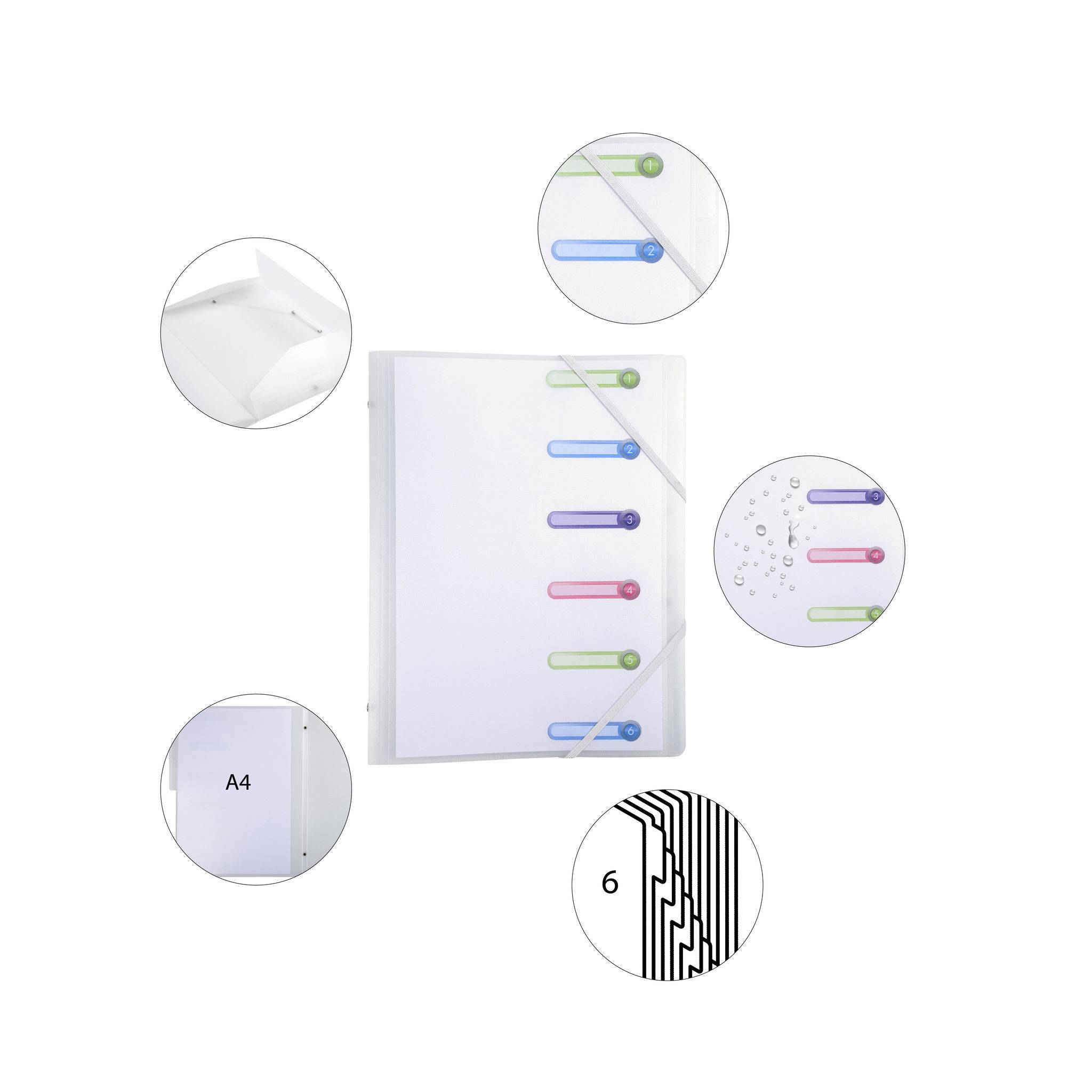 Exacompta 10x Ordnungsmappe in Format A4 +3 Klappen 6 Fächer Transparent 56177E