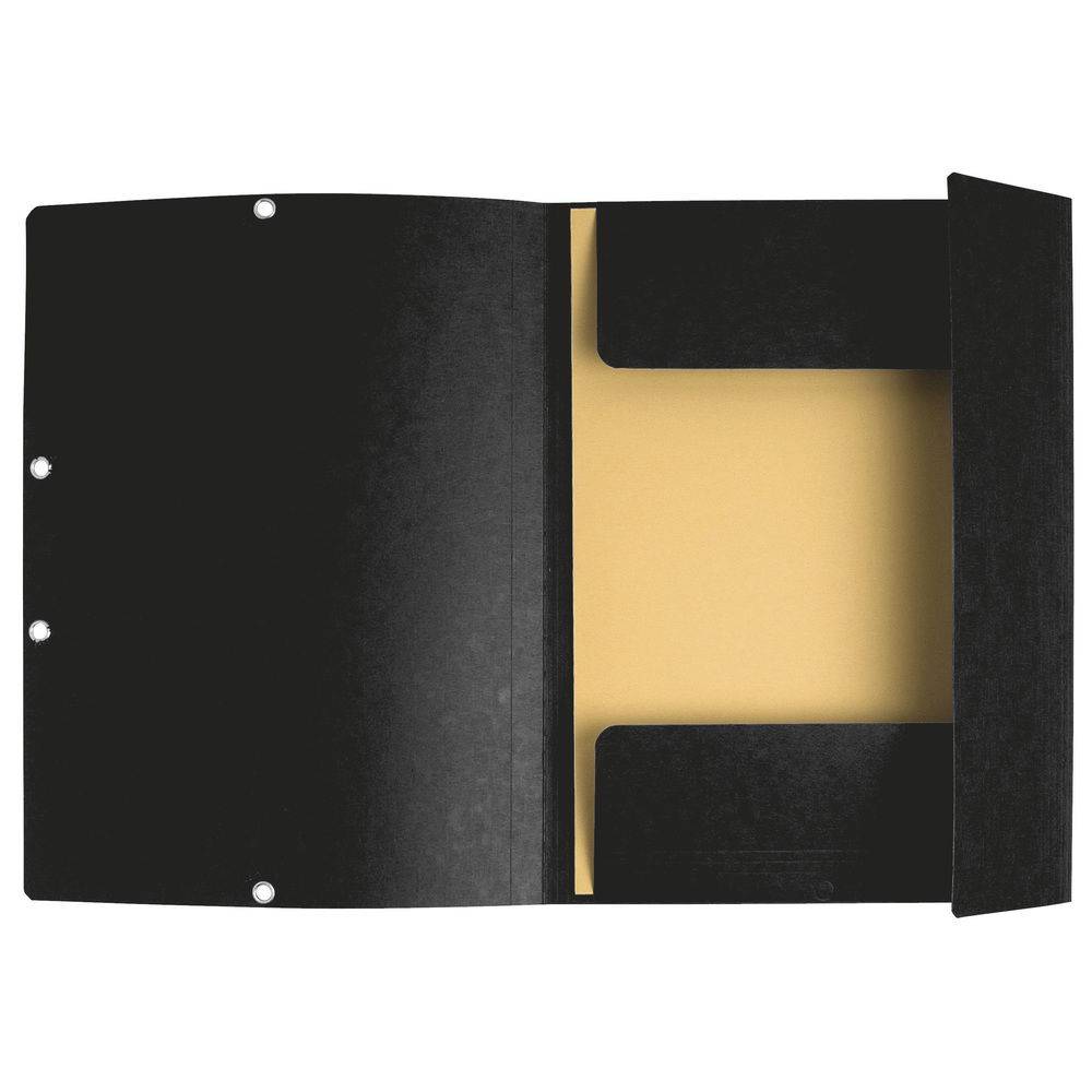 Exacompta 50x Sammelmappe + Gummizug 3 Klappen Karton 355g/qm A4 Schwarz 55301E