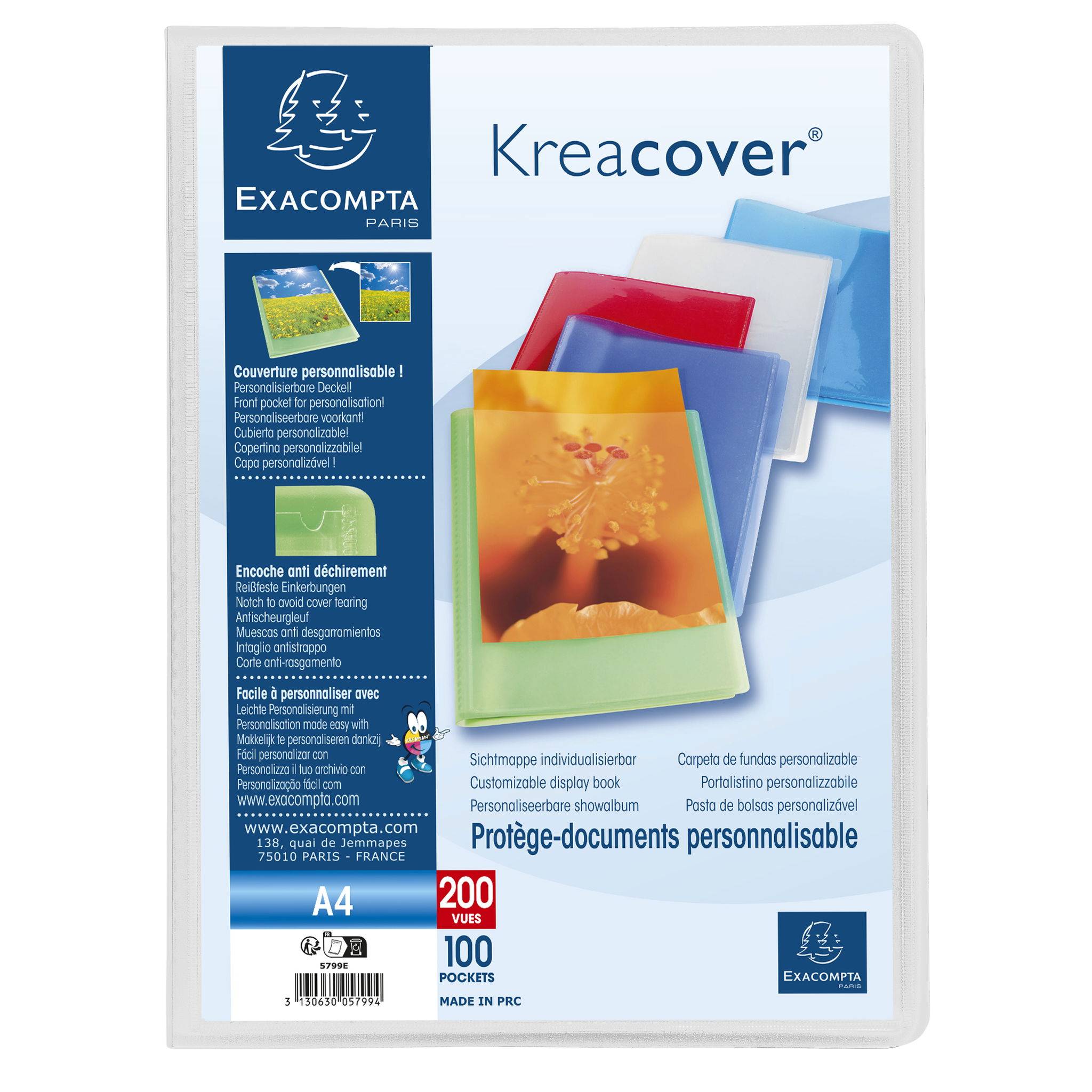 Exacompta 8x Sichtmappe PP 500µ + 100 Hüllen Kreacover , A4, sortiert, 5799E