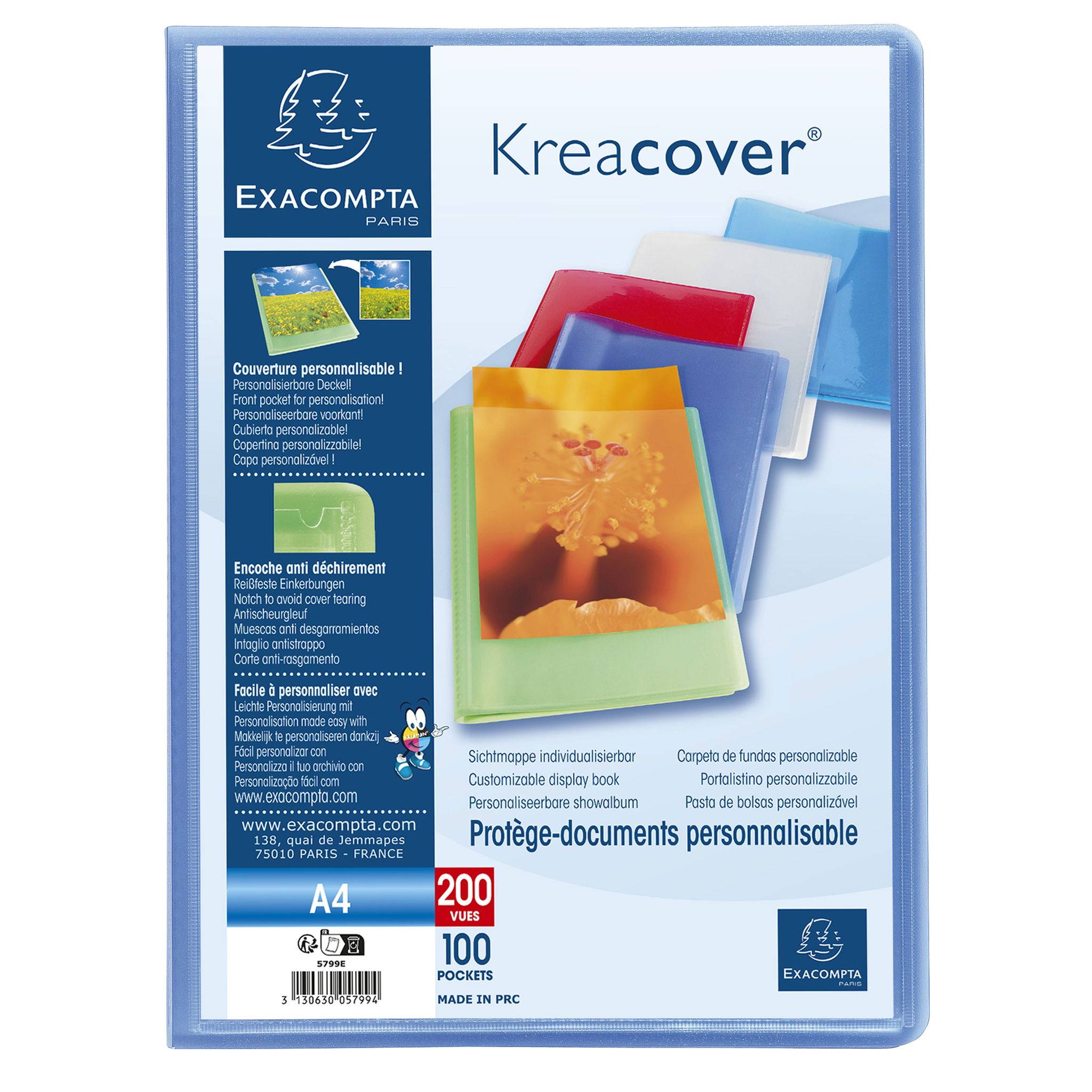 Exacompta 8x Sichtmappe PP 500µ + 100 Hüllen Kreacover , A4, sortiert, 5799E