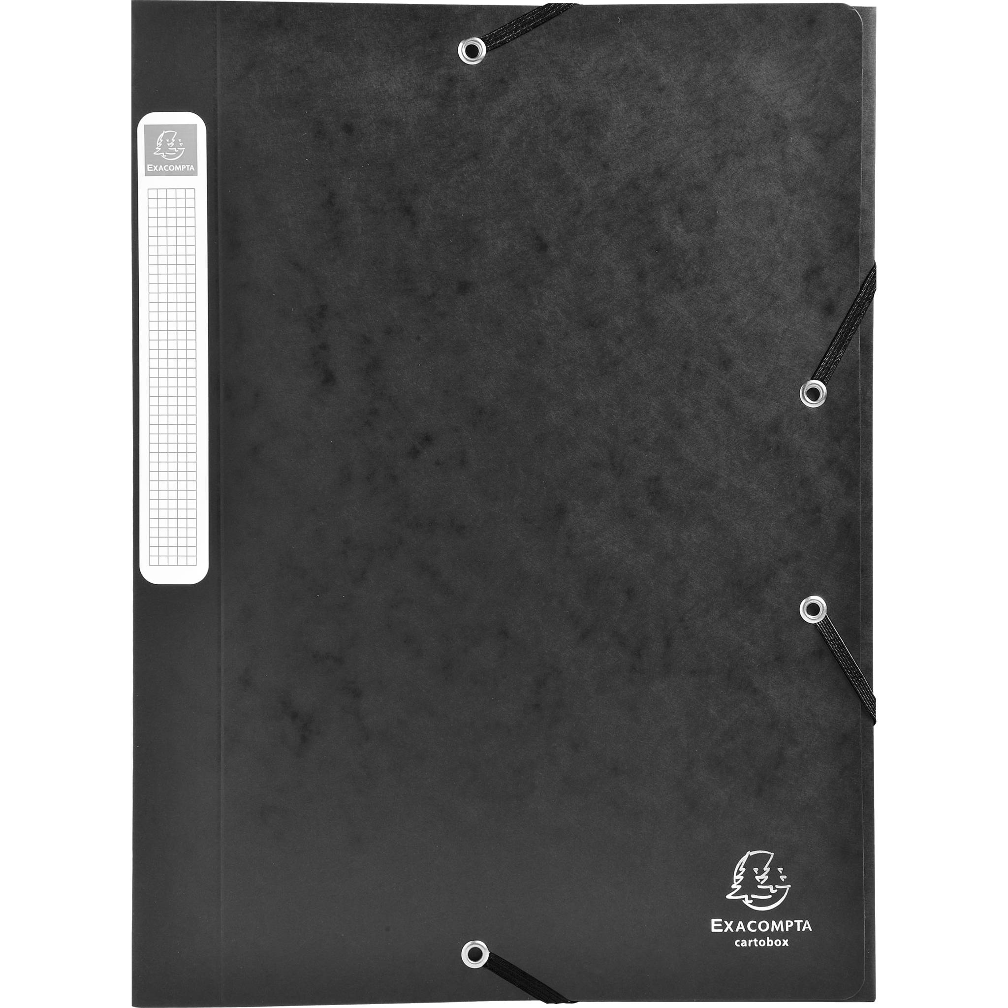 Exacompta 10x Archivbox Rücken 40mm Karton +3 Klappen Gummizug A4 Schwarz 14016H