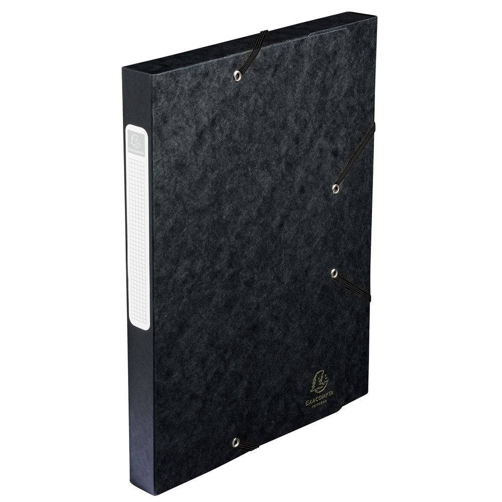Exacompta 25x Archivbox Rücken 25mm Karton +3 Klappen Gummizug A4 Schwarz 18516H