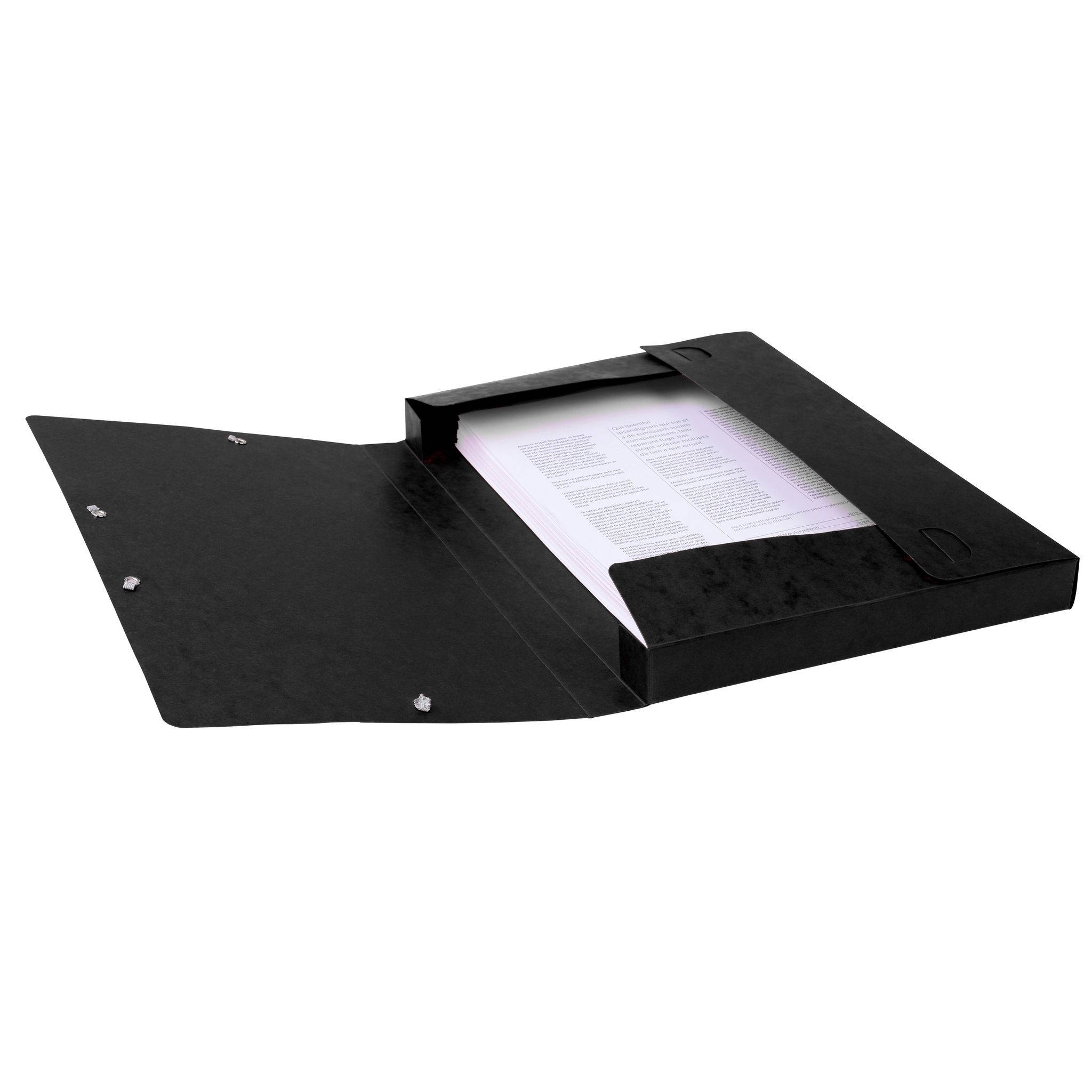 Exacompta 25x Archivbox Rücken 25mm Karton +3 Klappen Gummizug A4 Schwarz 18516H