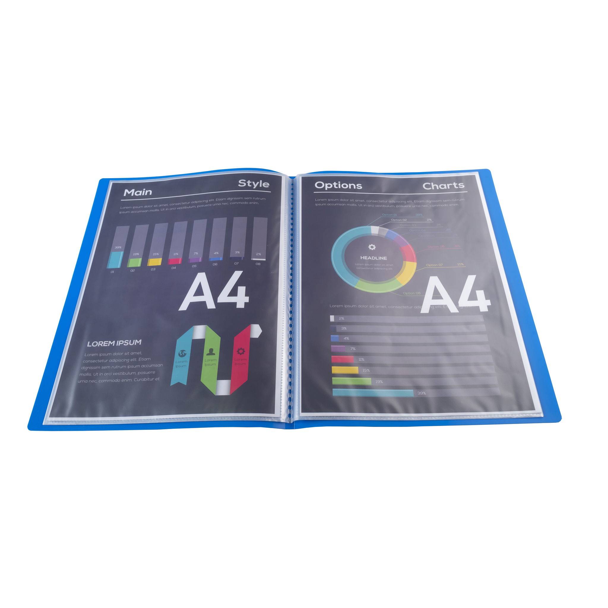 Exacompta 25x Sichtmappe A4 flexiblem Polypropylen, 10 Hüllen, Hellblau, 8512E