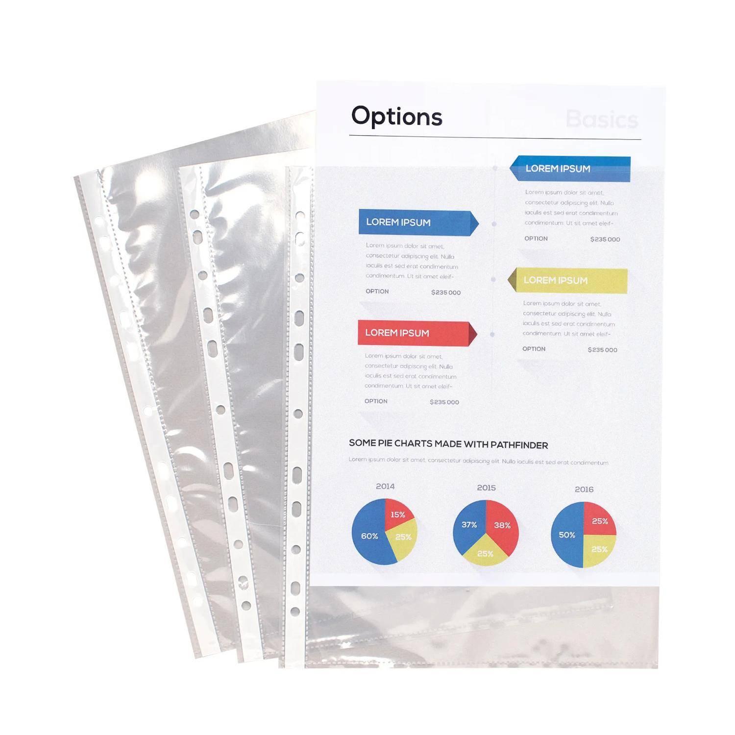 Exacompta 20x Pack 50 Prospekthüllen A4, glattem PP 60µ, Kristall, 5250E