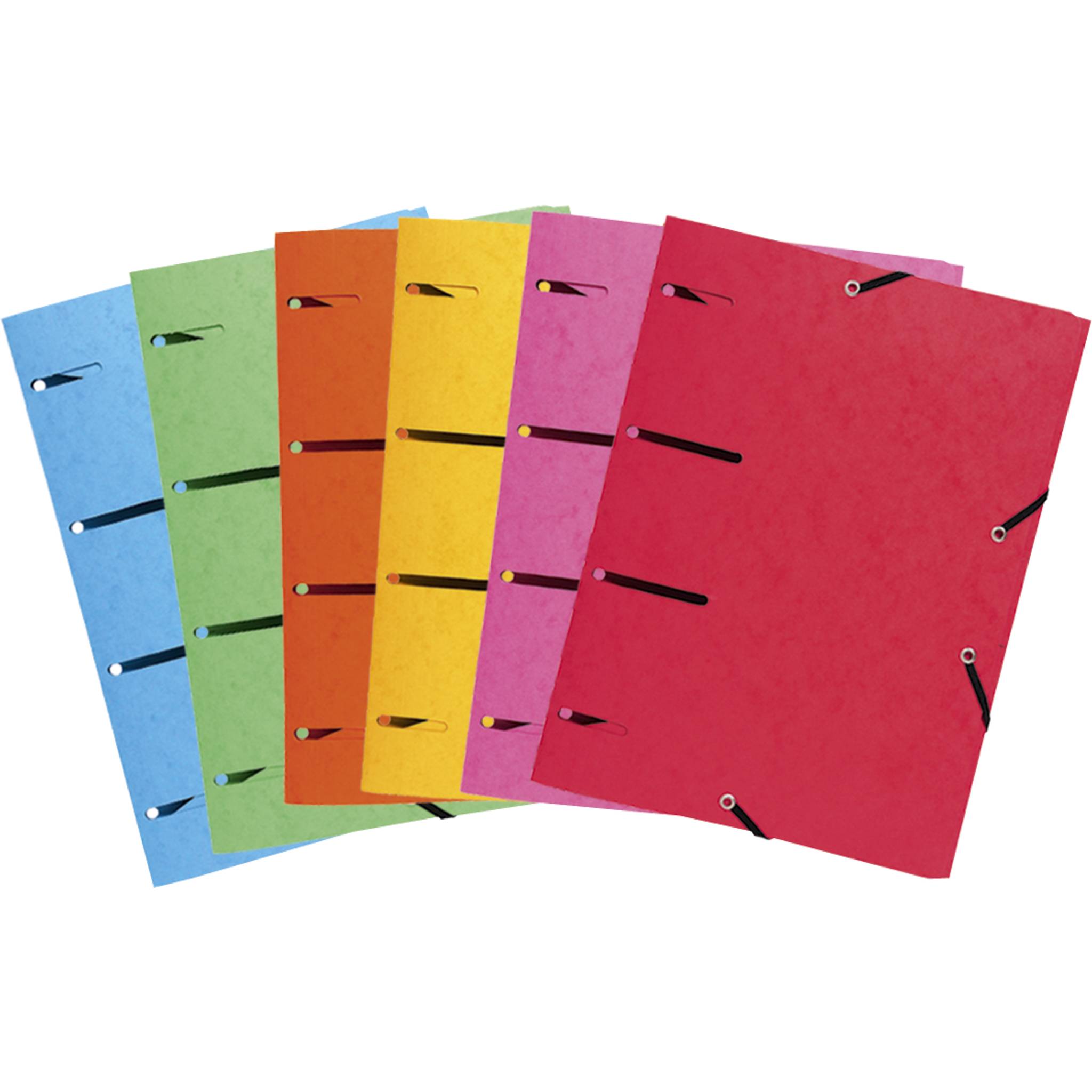 Exacompta 25x Aktenmappe +Gummizug 3 Klappen gelocht Karton A4 sortiert 447100E