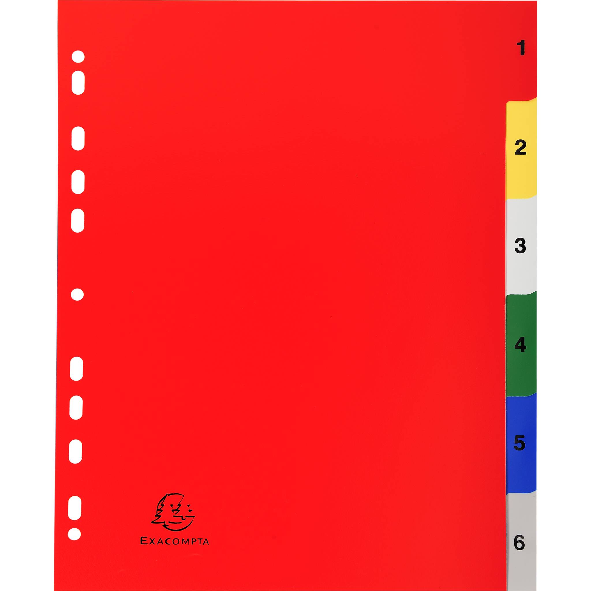 Exacompta 20x Register PP 180µ 6 Pos Deckblatt A4 Überbreite sortiert| 2506E