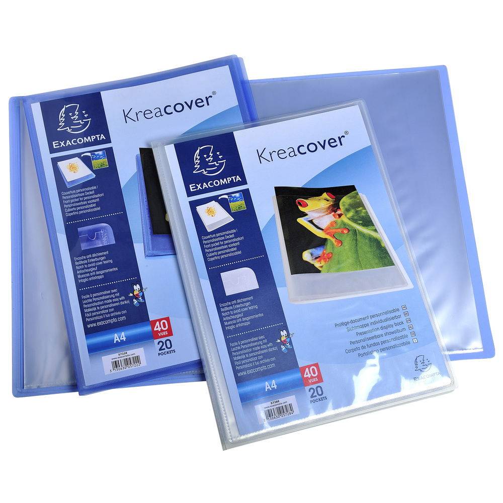 Exacompta 20x Sichtmappe PP 500µ + 20 Hüllen Kreacover , A4, Blau, 5722E