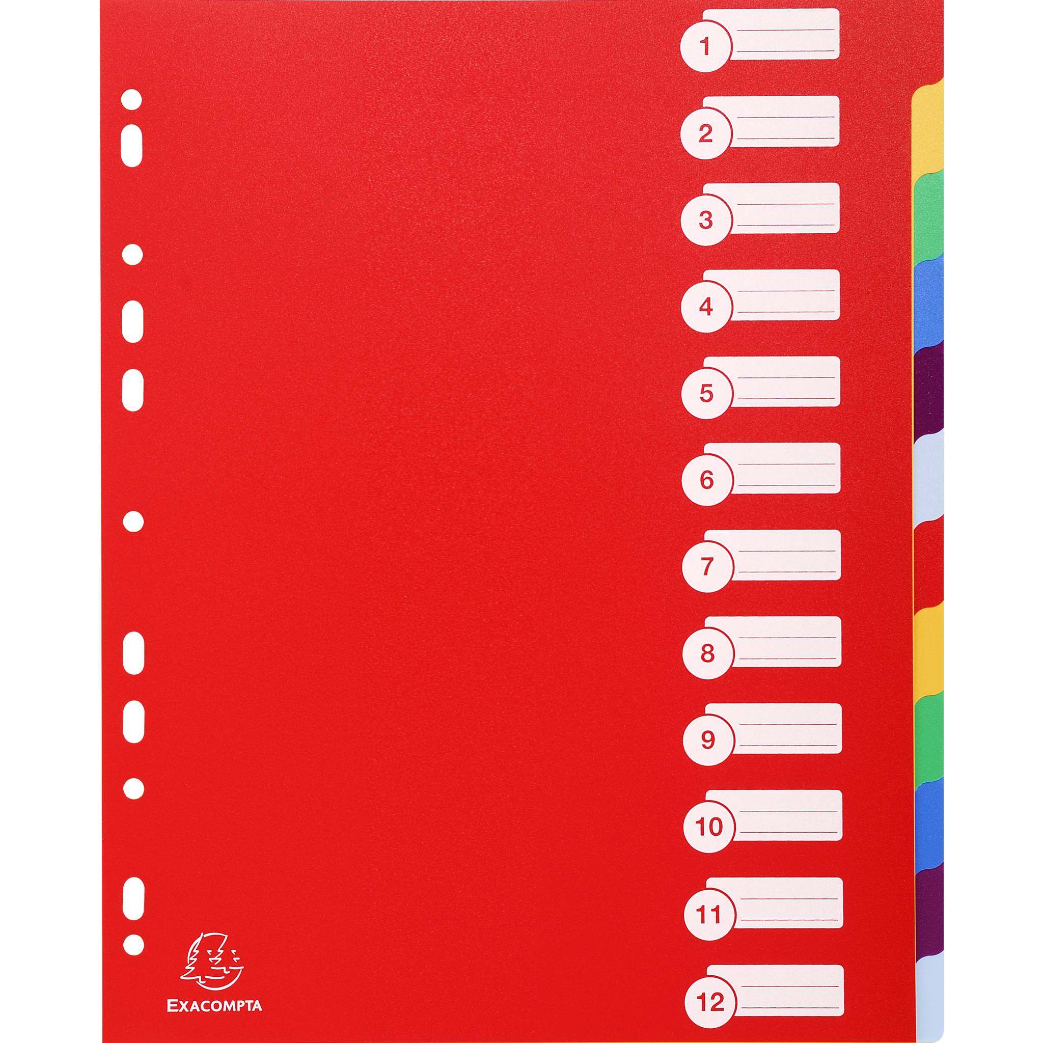 Exacompta 15x Register A4 Maxi PP 300µ, 12 neutrale Taben - sortiert - 4812E