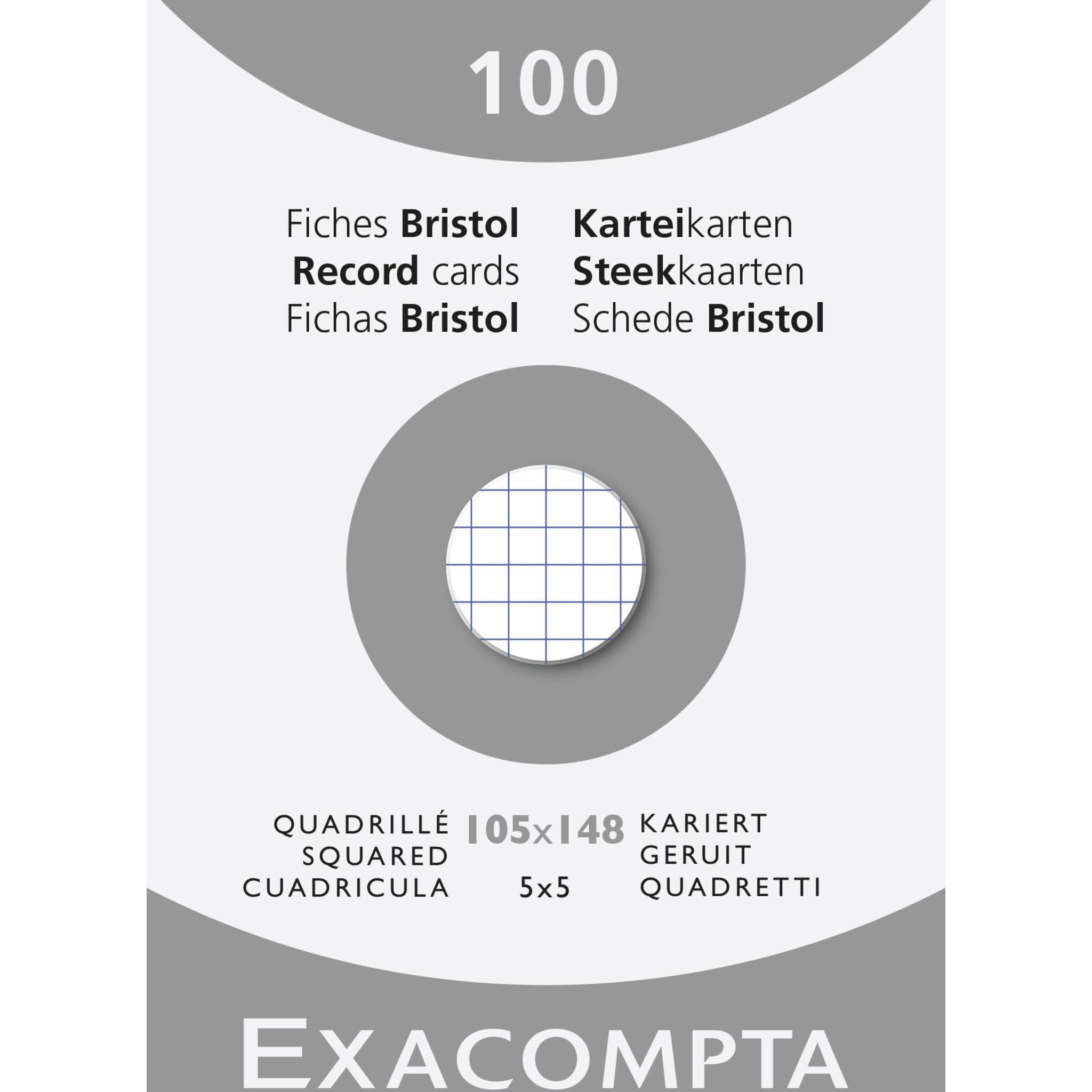 Exacompta 10x Karteikarten A6 kariert, Faltschachtel mit 100 Stück, Weiß, 13209E