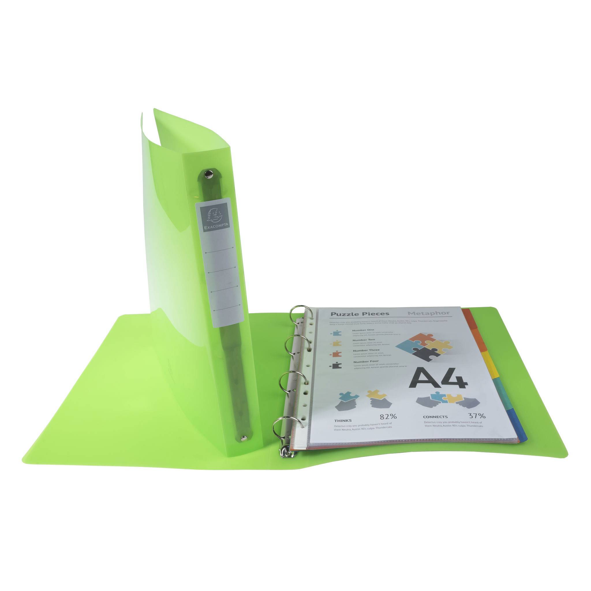 Exacompta 10x mittelfestes Ringbuch 4 Ringe PP 700µ PP- A4 Maxi Anisgrün 51771E