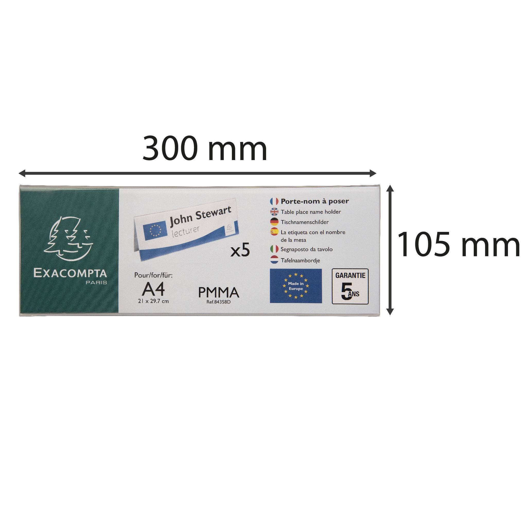 Exacompta 10x Set 10 Namensschildern A4 beidseitig horizontal PMMA 84358D