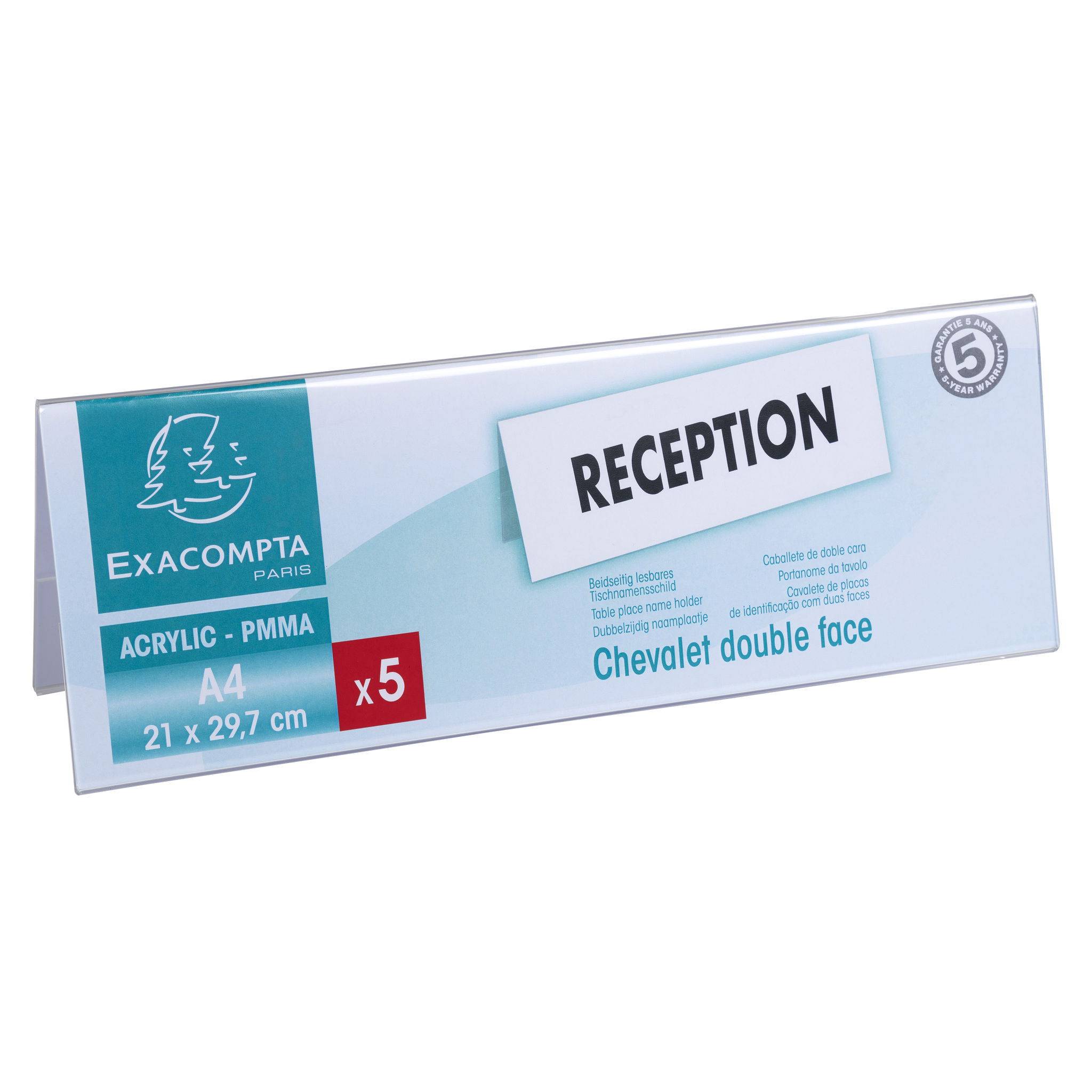 Exacompta 10x Set 10 Namensschildern A4 beidseitig horizontal PMMA 84358D