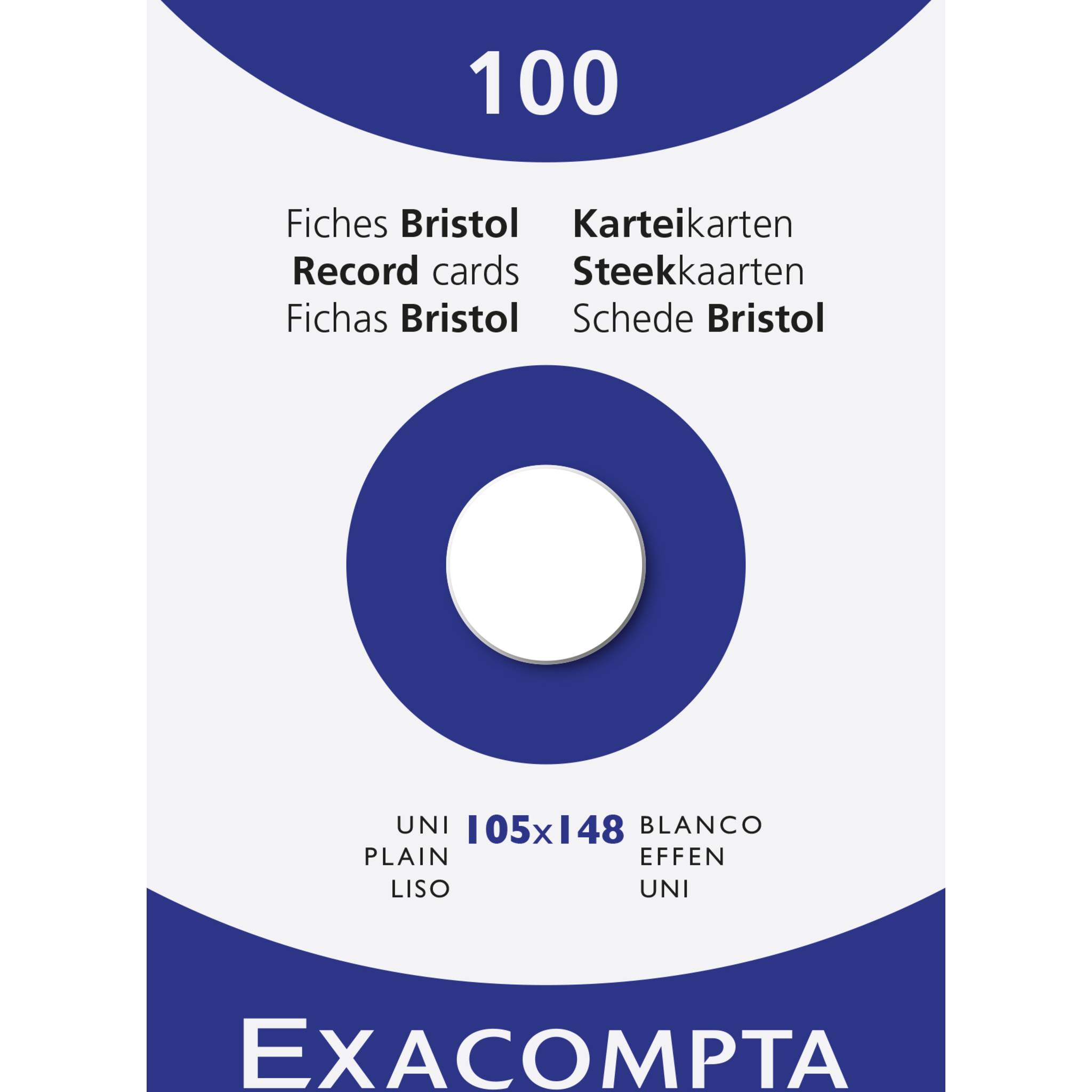 Exacompta 10x Karteikarten A6 blanko, Faltschachtel mit 100 Stück, Weiß, 13309E