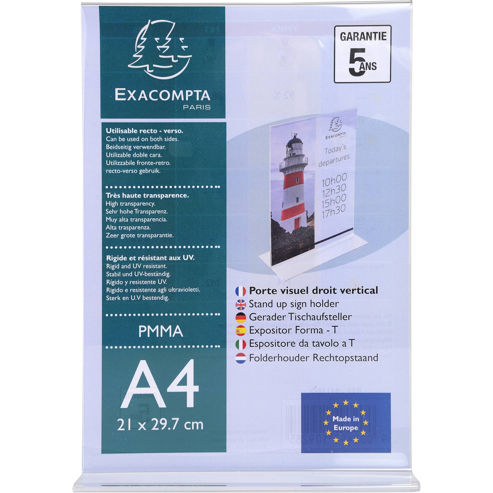 Exacompta 20x gerader Tischaufsteller A4, Hochformat, Exacryl, Kristall, 84158D