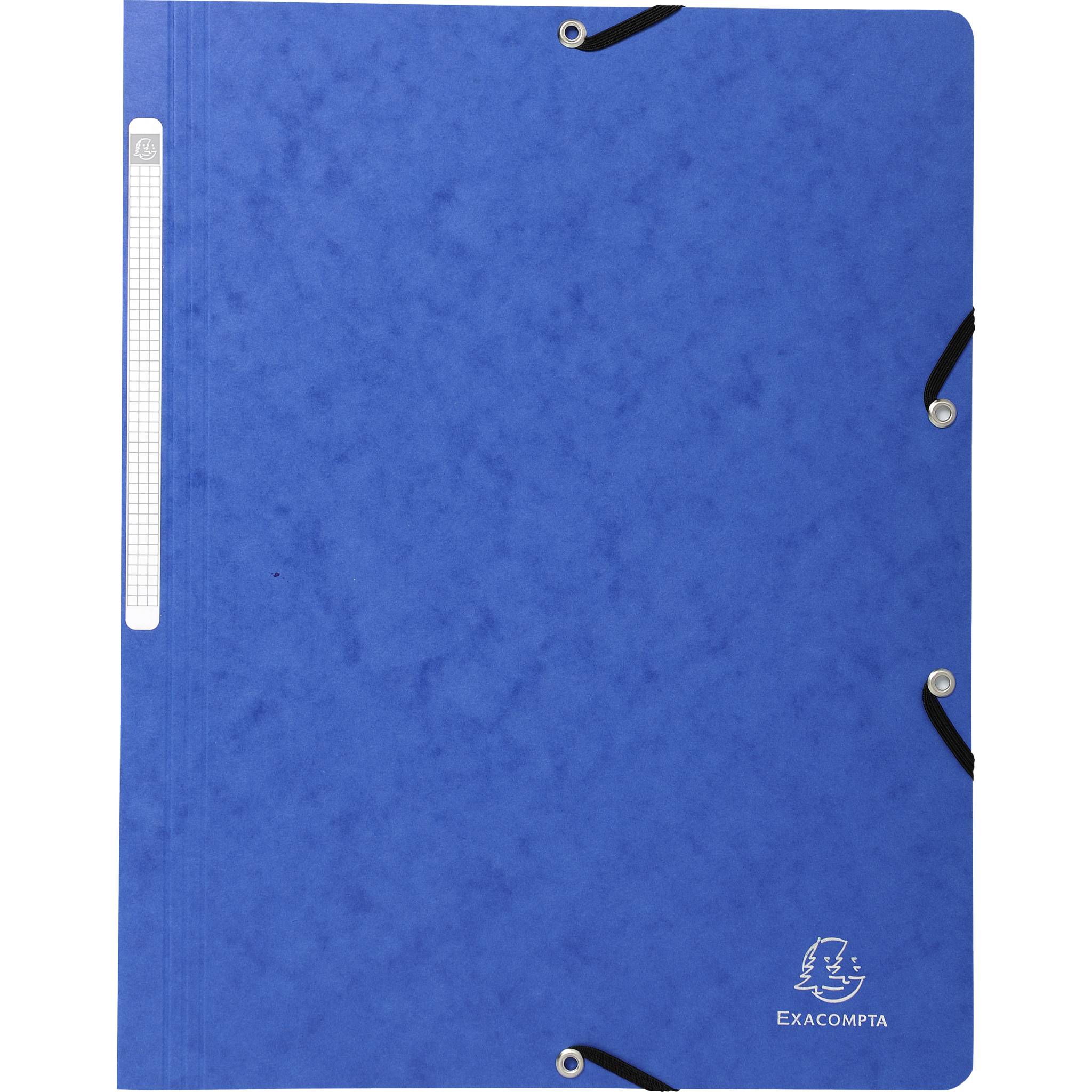 Exacompta 50x Eckspannmappe + Gummizug ohne Klappen, Karton, A4, Blau, 55412E
