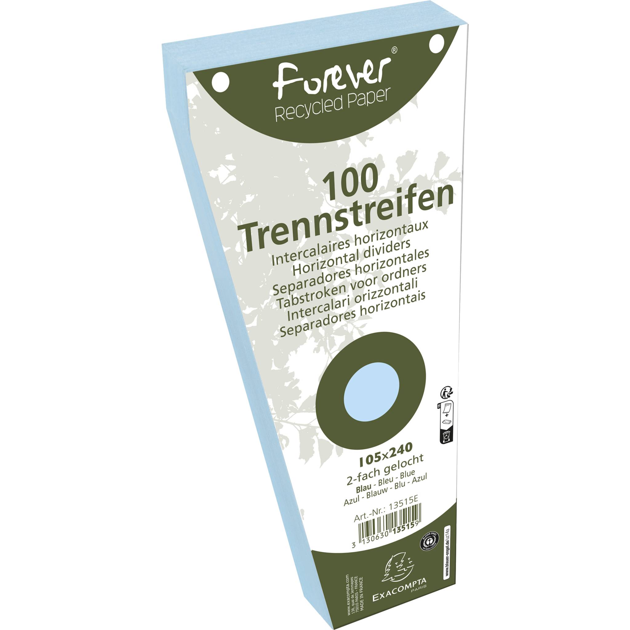 Exacompta 6x Pack 100 Trennstreifen trapez gelocht RC Kart 105x240mm blau 13515E