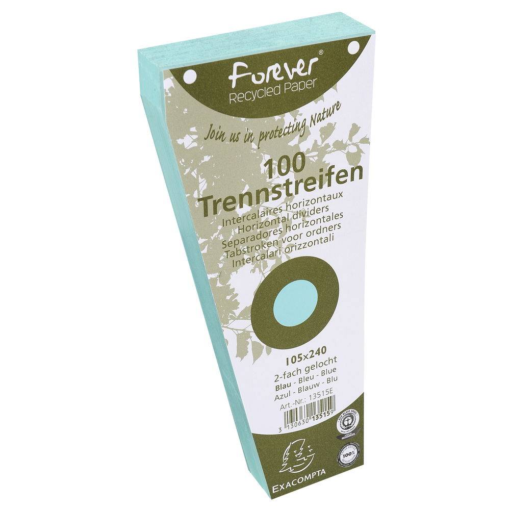 Exacompta 6x Pack 100 Trennstreifen trapez gelocht RC Kart 105x240mm blau 13515E