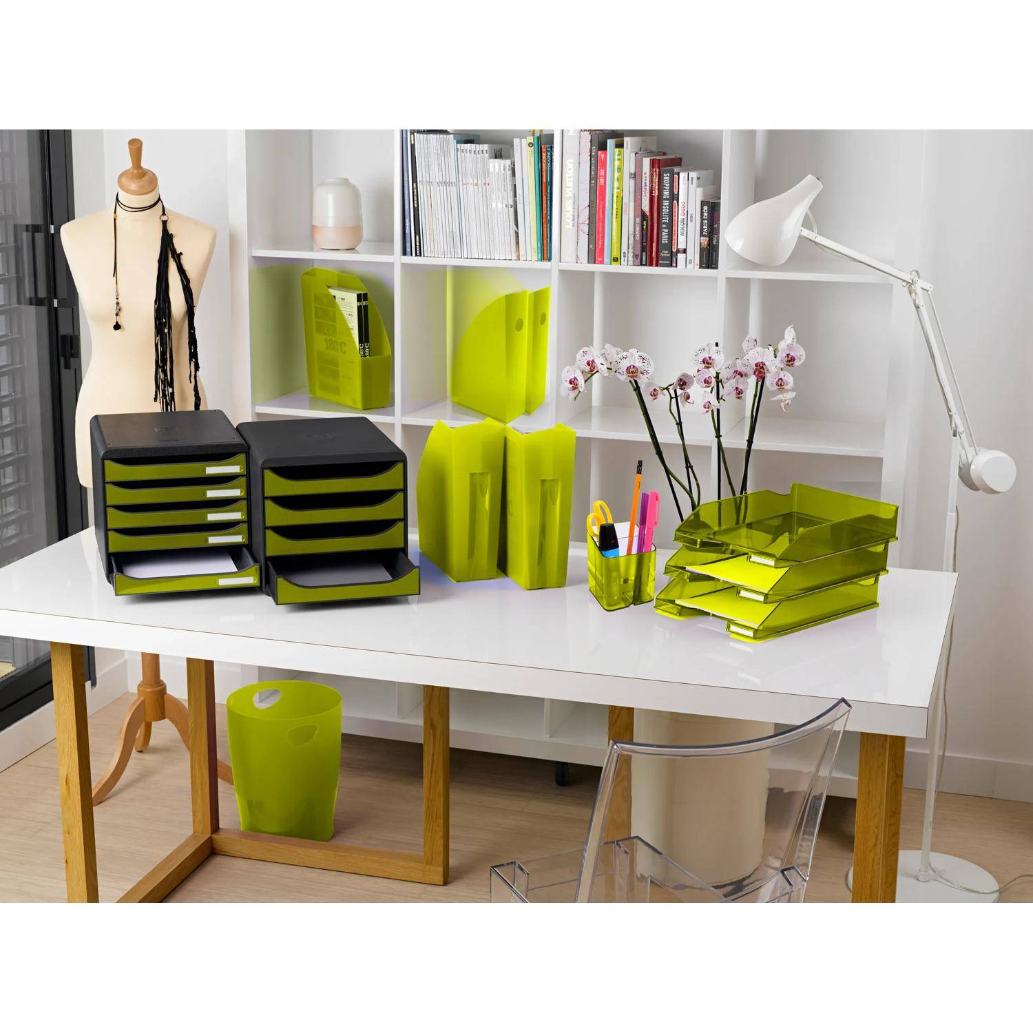 Exacompta Schubladenbox Big Box Plus 5 offene Schubladen grün glossy 3097225D