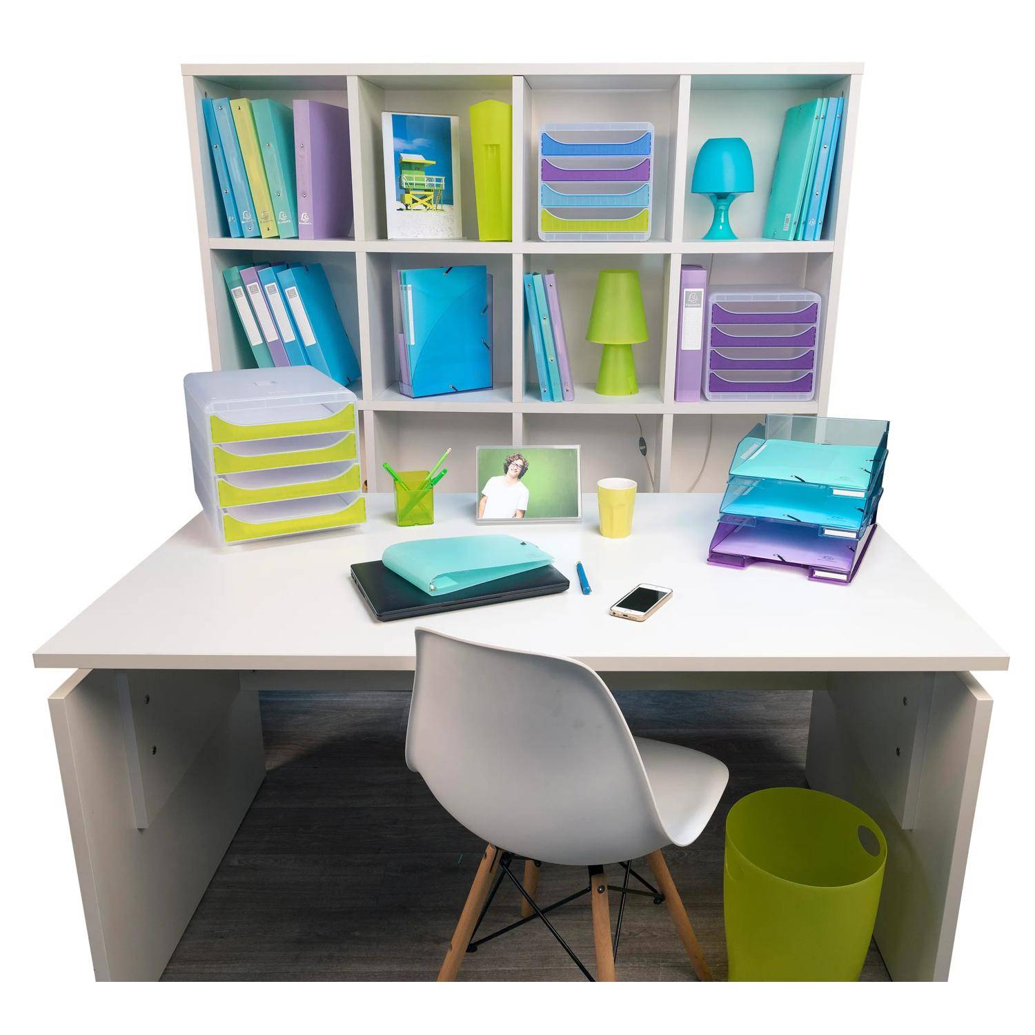 Exacompta 8x Papierkorb Ecobin, 15 Liter, Chromaline - Anisgrün - 45381D