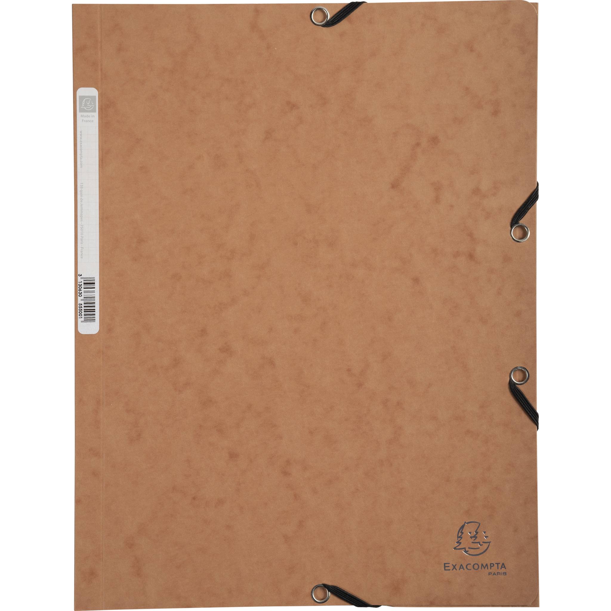 Exacompta 25x Sammelmappe + Gummizug 3 Klappen Karton 400g/m2 A4 Tabak 55524E