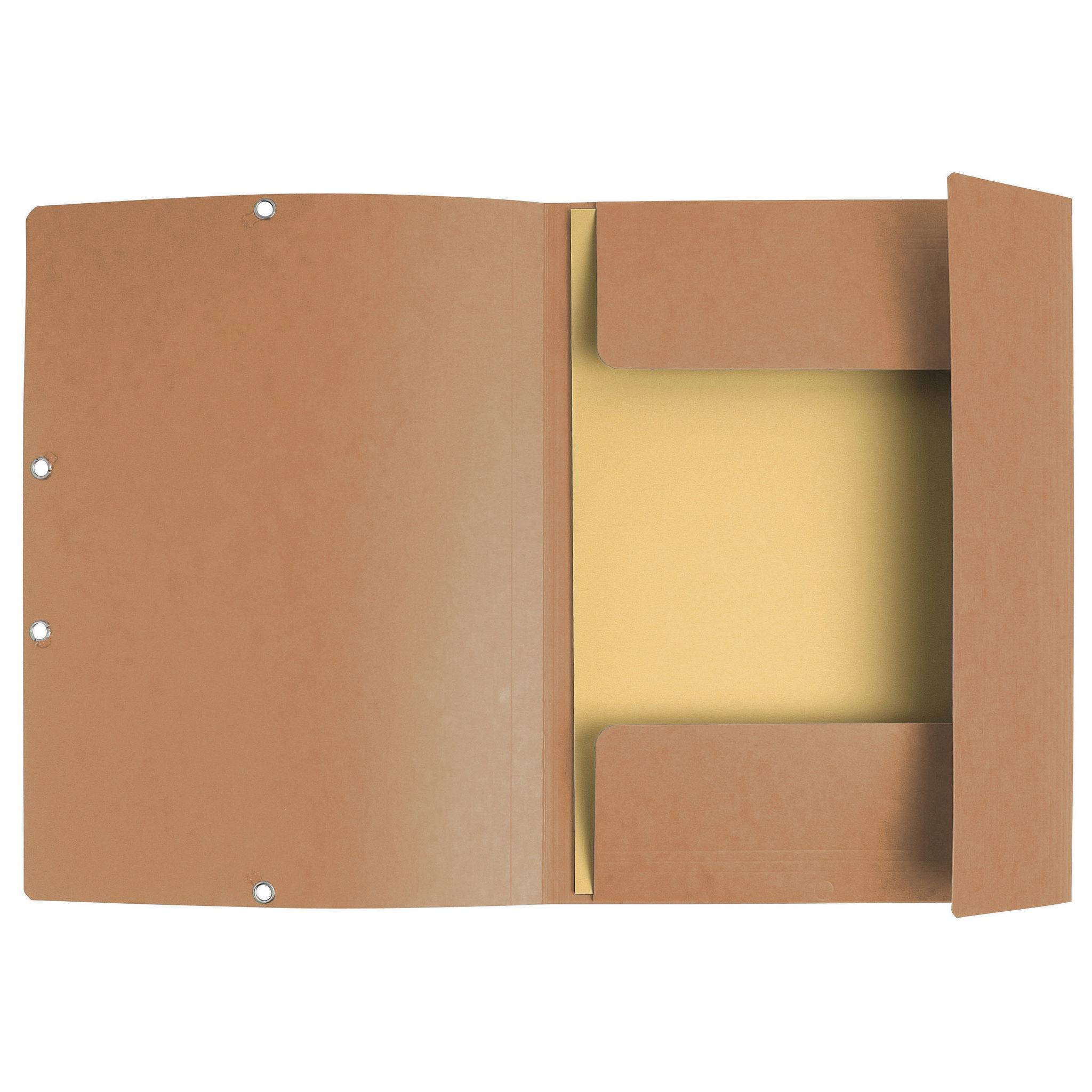 Exacompta 25x Sammelmappe + Gummizug 3 Klappen Karton 400g/m2 A4 Tabak 55524E