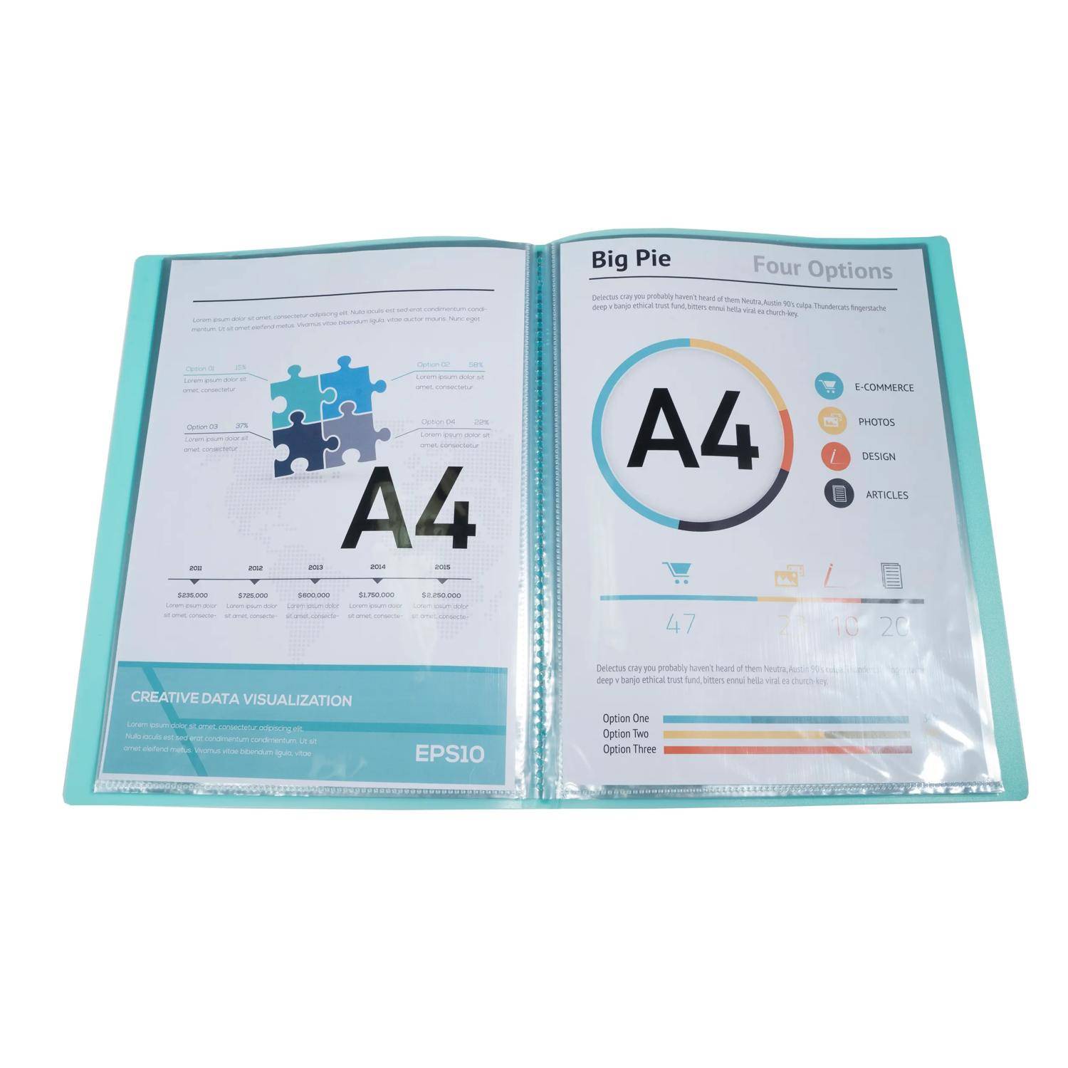 Exacompta 10x Sichtmappe A4 mittelfestem PP, 40 Hüllen, Pastellblau, 88472E