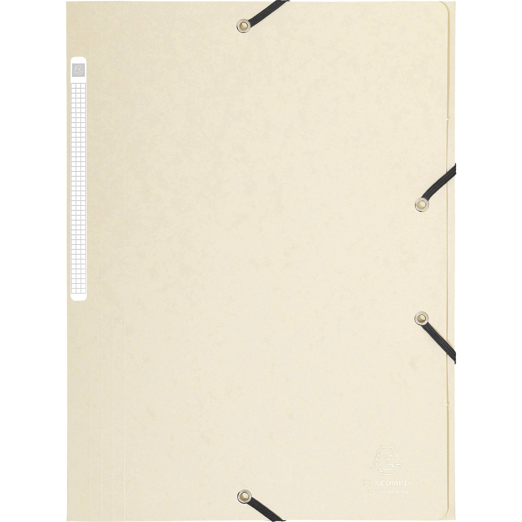 Exacompta 25x Sammelmappe +Gummizug 3 Klappen Karton A4 MAXI Elfenbein 17104H