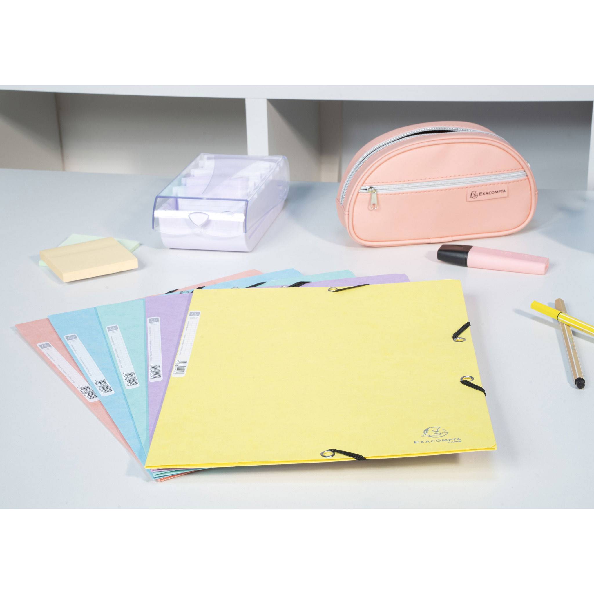 Exacompta 25x Sammelmappe +Gummizug Karton Serie Aquarel A4 Pastellgrün 55533E