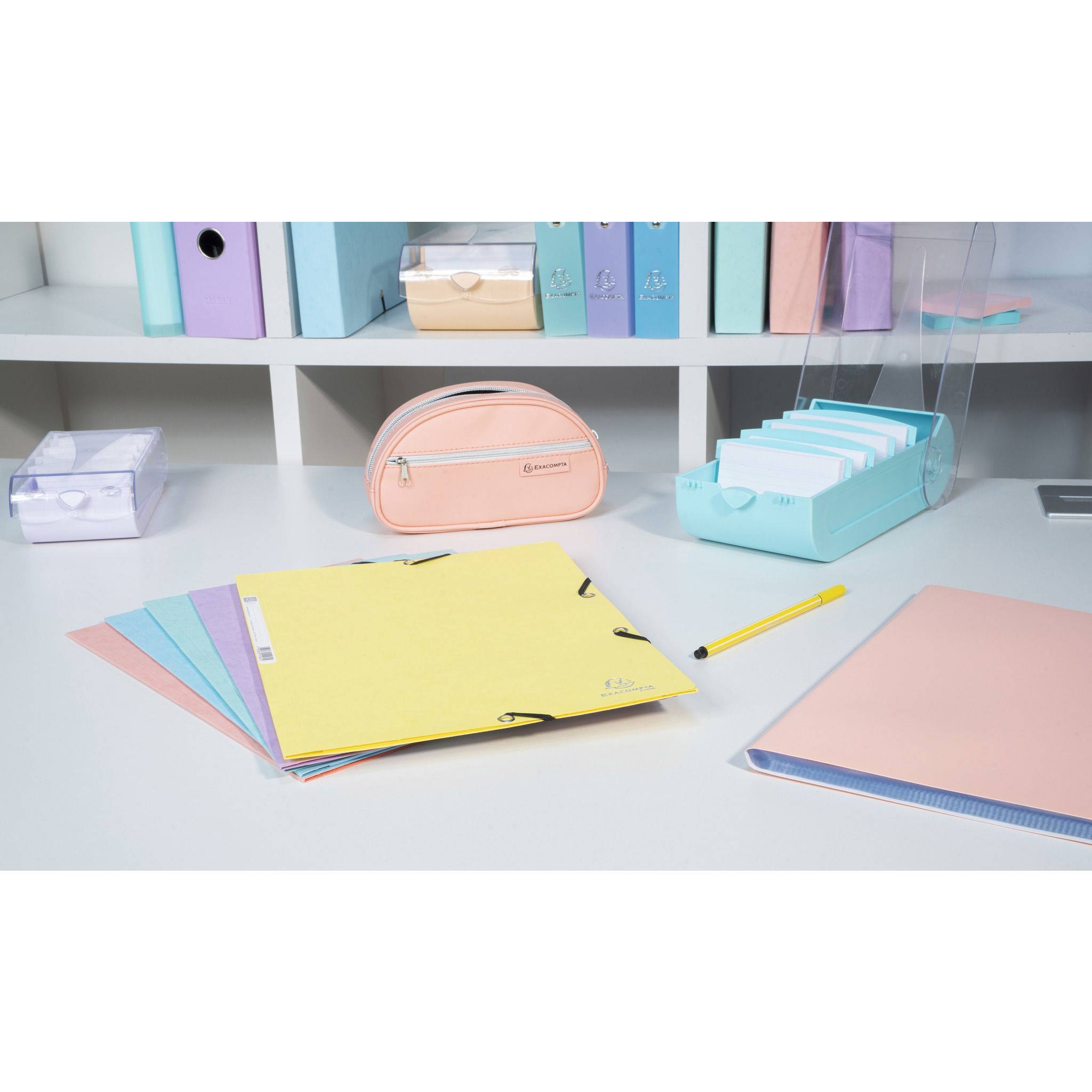 Exacompta 25x Sammelmappe +Gummizug Karton Serie Aquarel A4 Pastellgrün 55533E