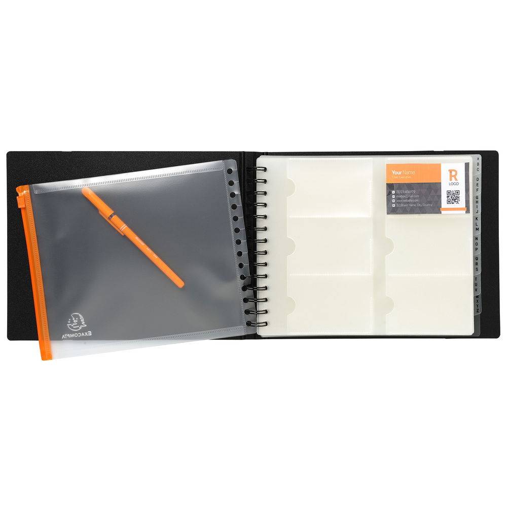Exacompta 5x Visitenkartenbuch 20 Hüllen 240 Karten 20x25cm Schwarz 75134E