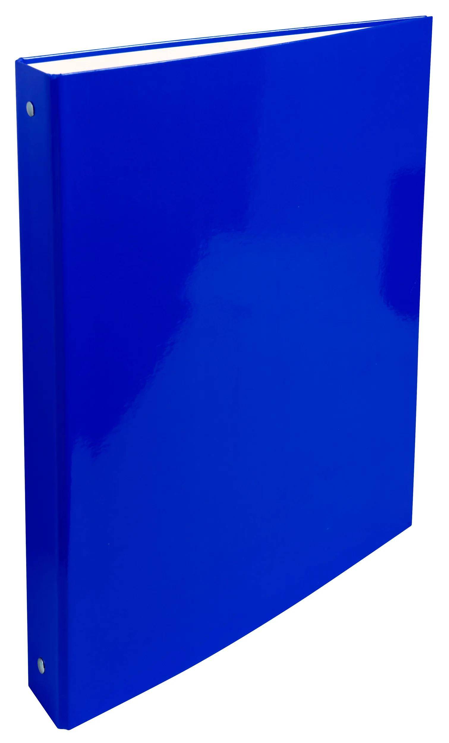 Drei farbige Ordner: einer blau, einer hellblau und einer gelb, aufrecht vor einem weißen Hintergrund stehend.