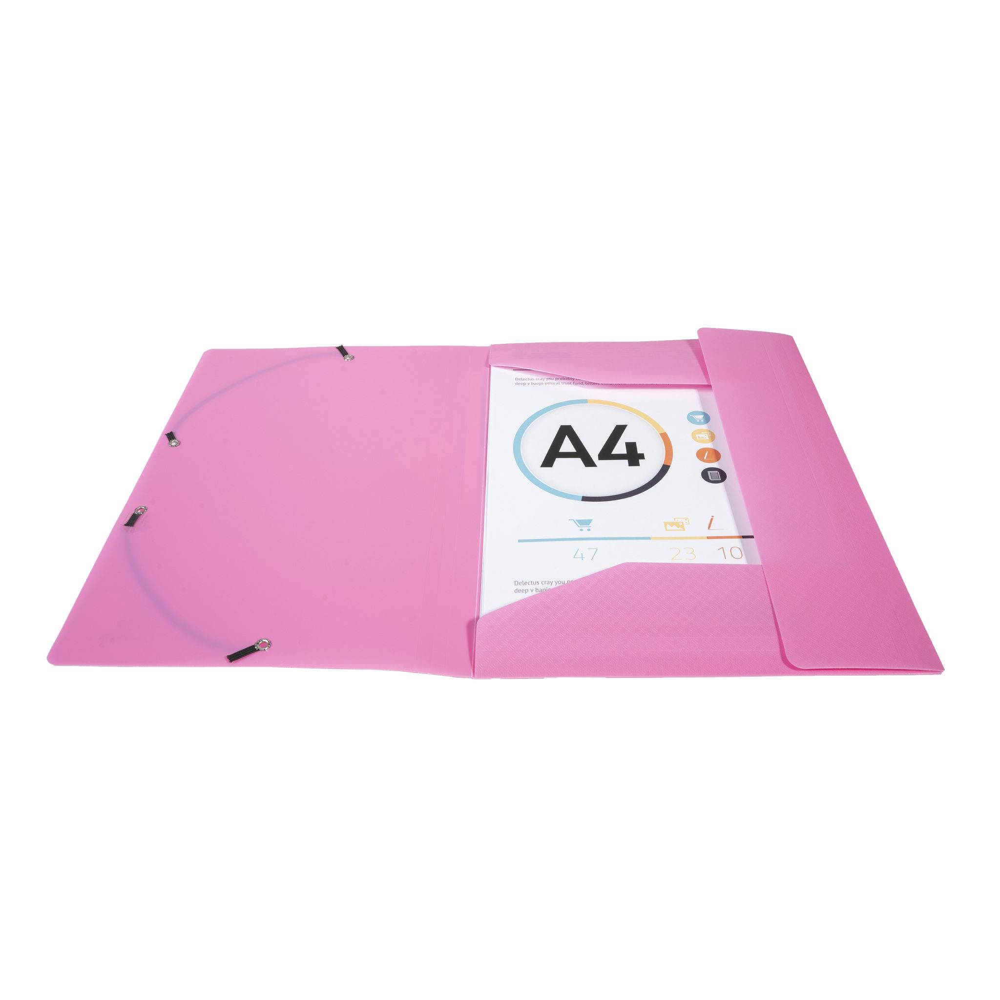 Exacompta 50x Sammelmappe +3 Klappen Gummizug PP 500µ A4 Rosa 55820E