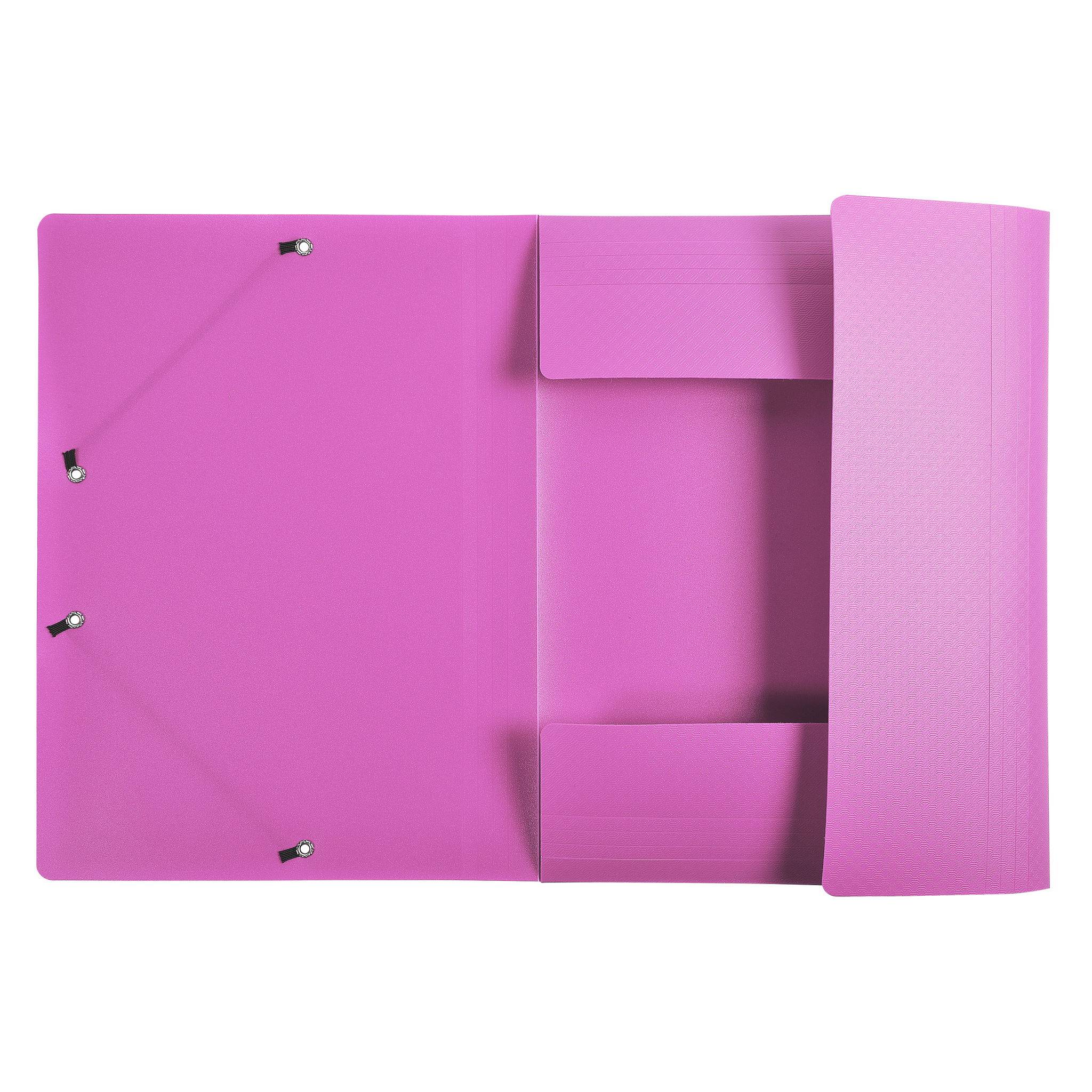 Exacompta 50x Sammelmappe +3 Klappen Gummizug PP 500µ A4 Rosa 55820E